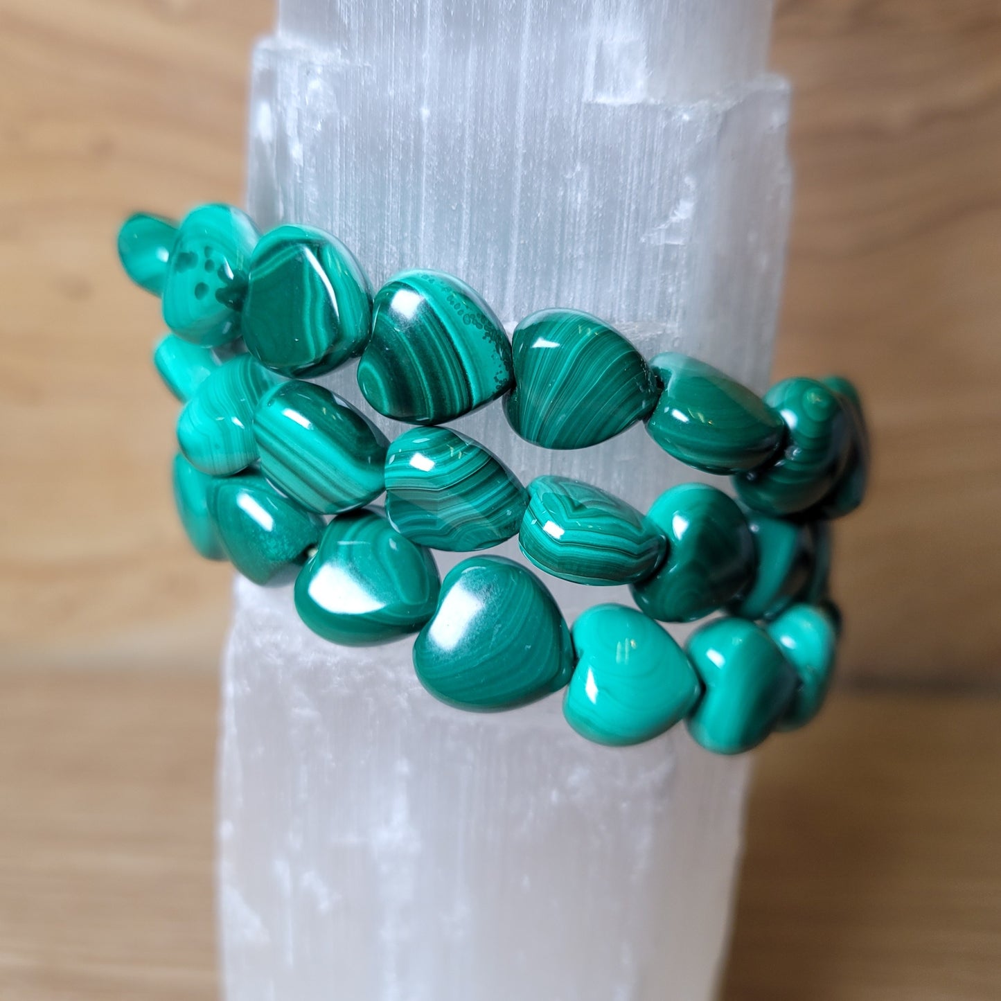 Malachite Heart Bracelet - 10mm to 11mm