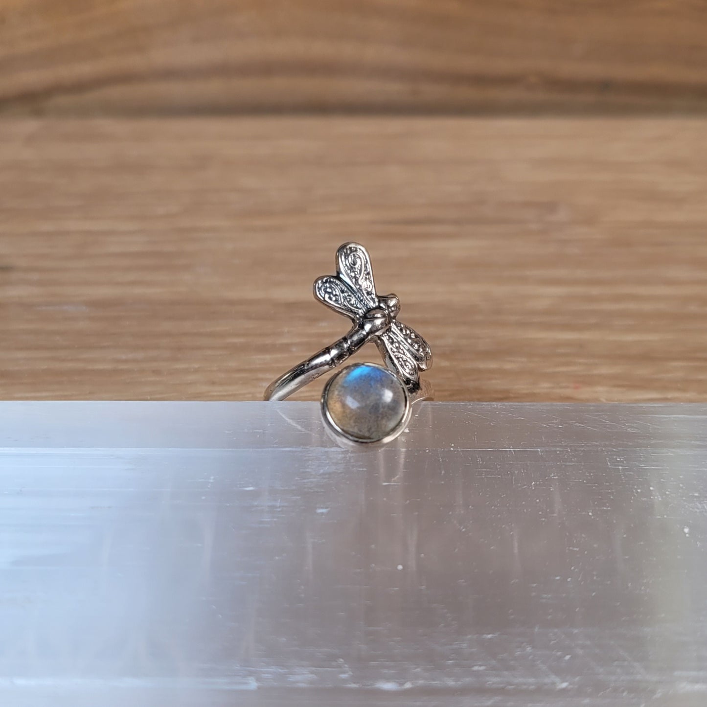 Labradorite Dragonfly Sterling Silver Ring - Size 6