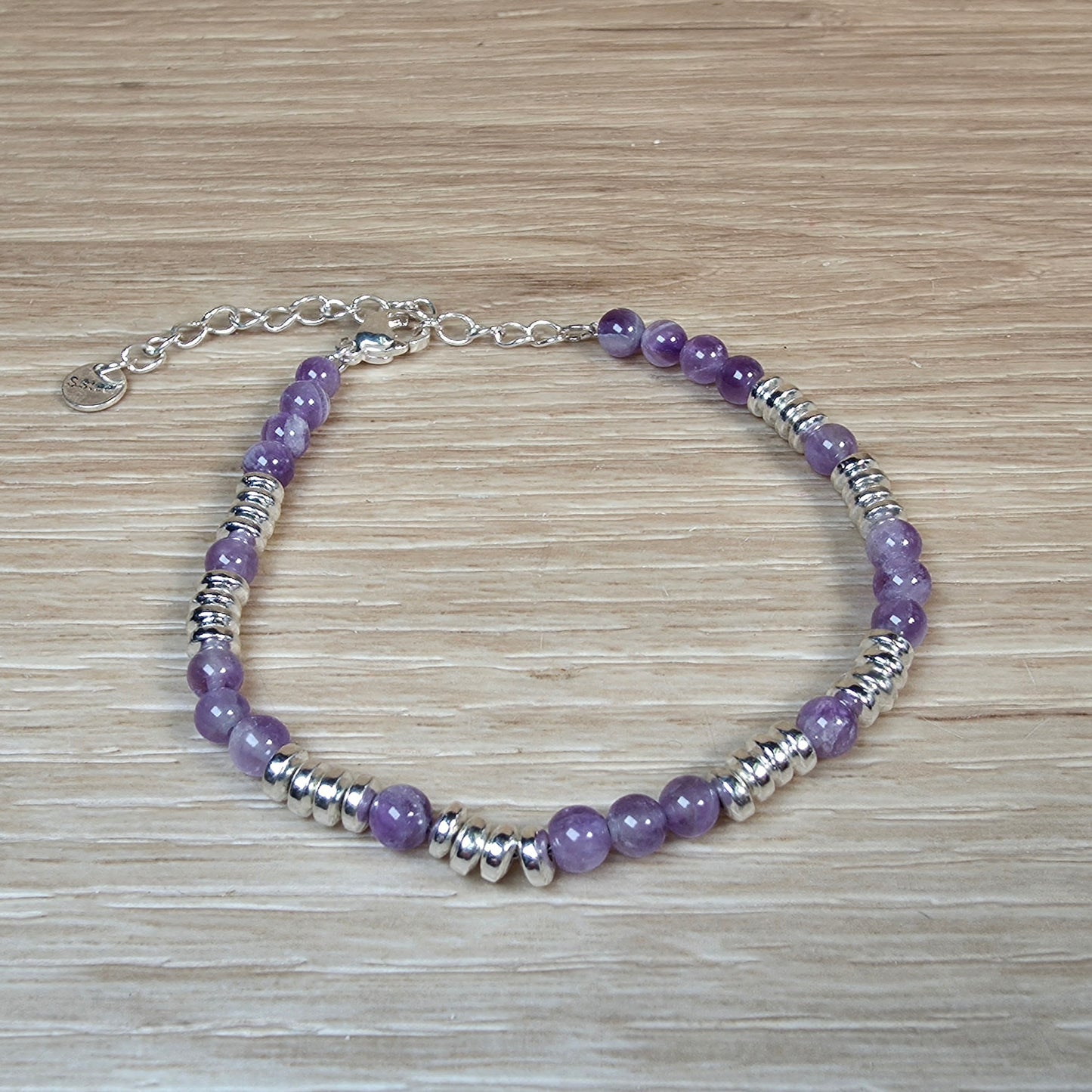 Amethyst Stainless Steel Bracelet - Adjustable