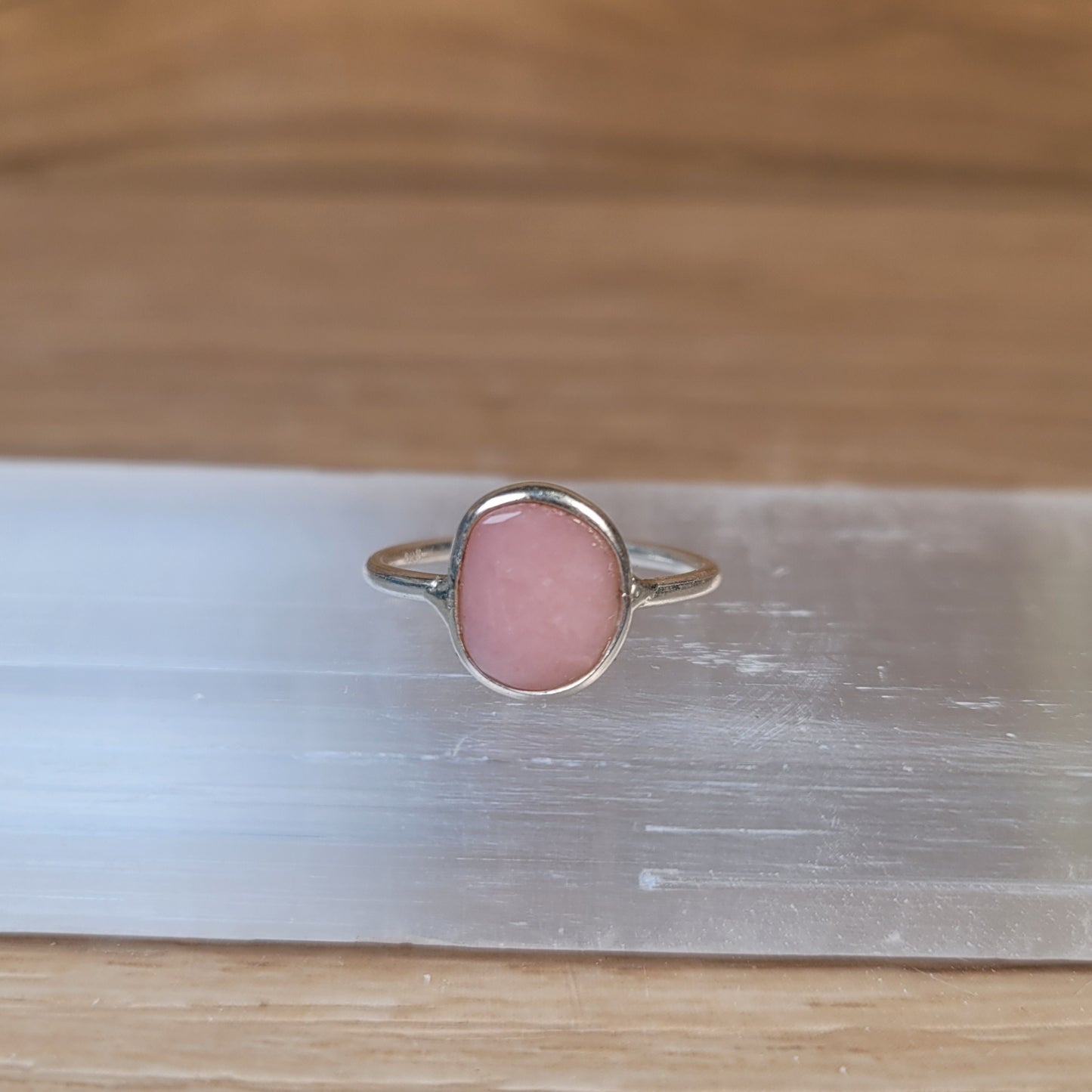 Pink Opal Sterling Silver Ring - Size 5