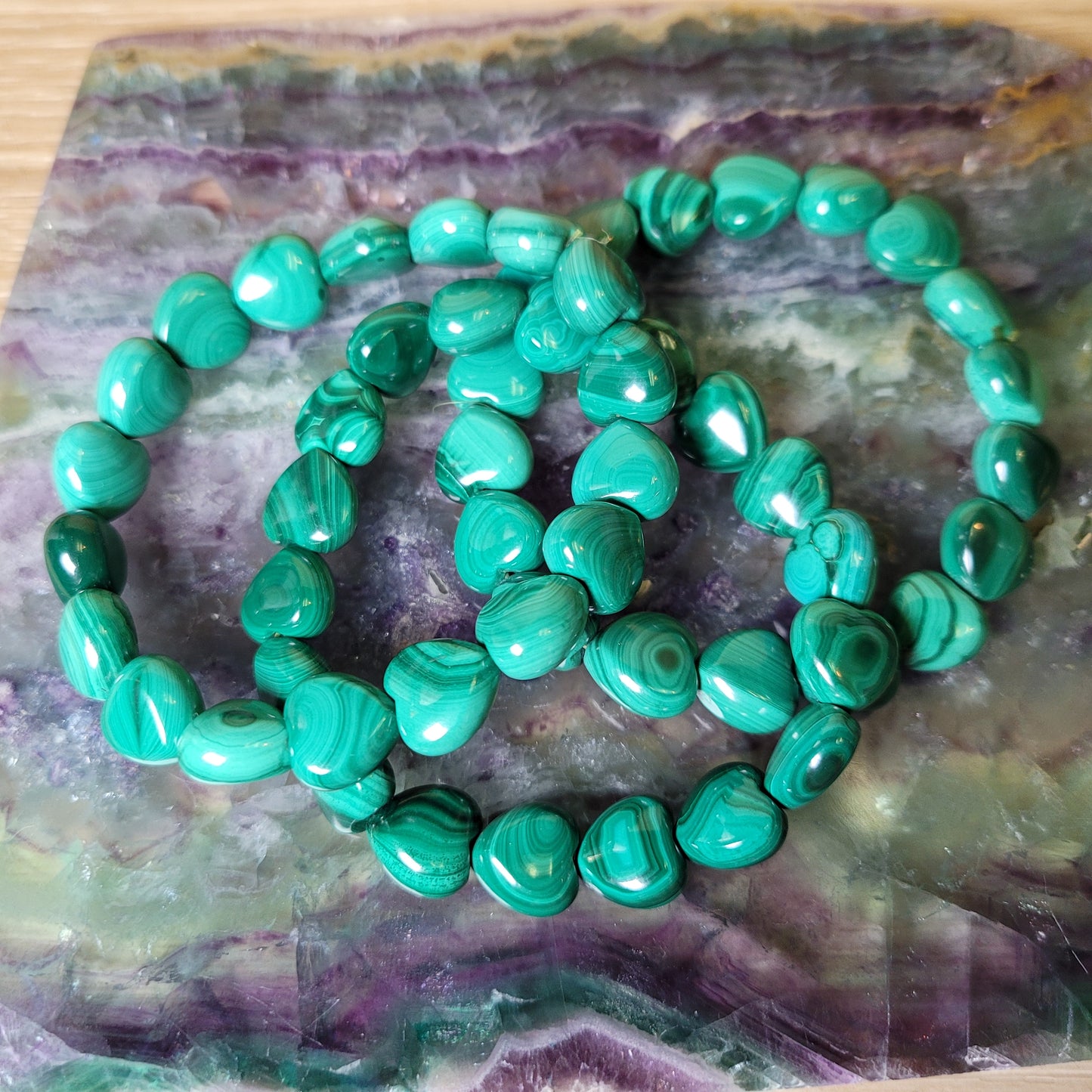 Malachite Heart Bracelet - 10mm to 11mm