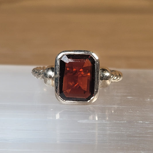 Garnet Sterling Silver Ring - Size 5