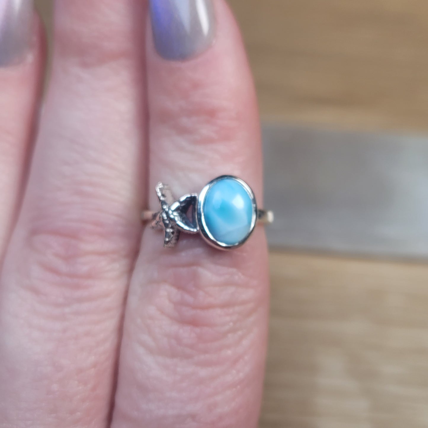 Larimar Sterling Silver Ring - Size 6