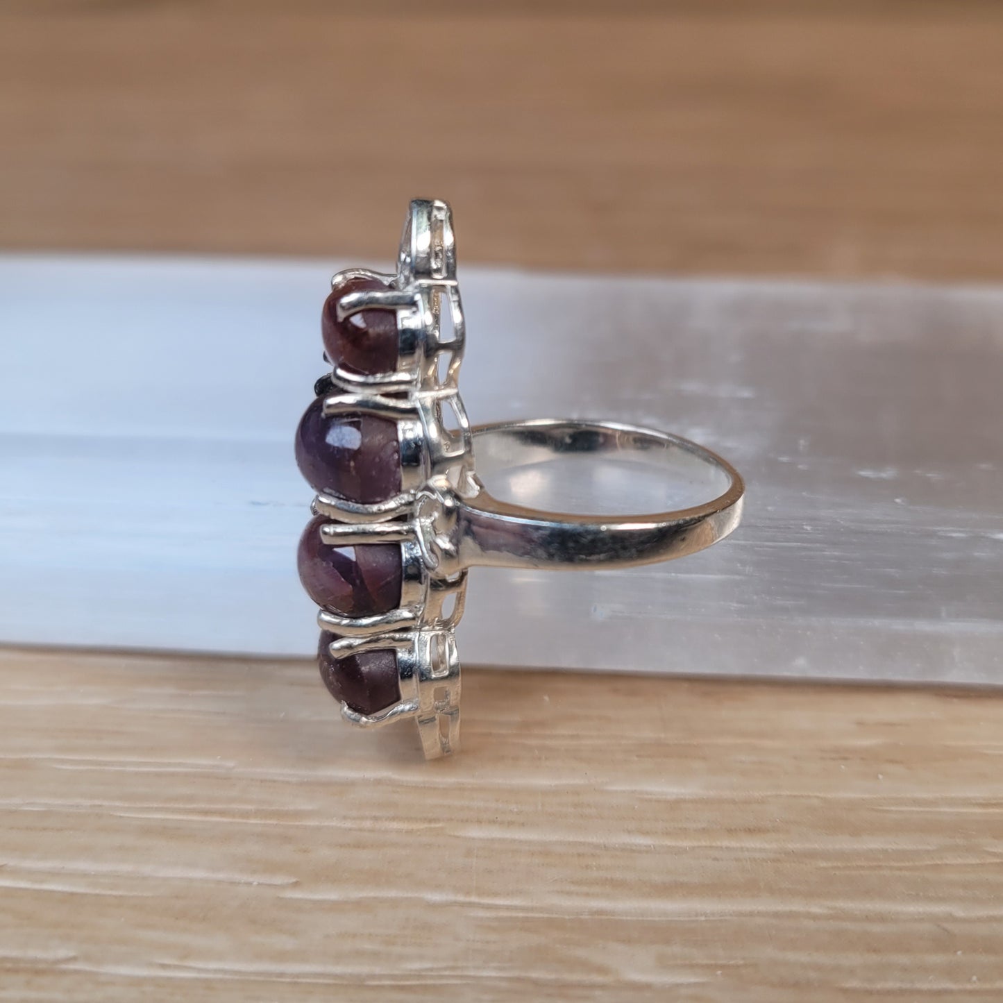 Star Ruby Sterling Silver Ring - Size 5