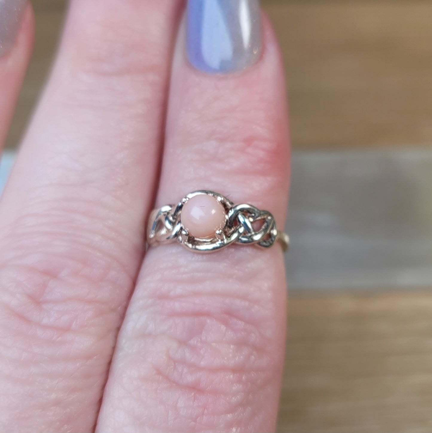 Pink Opal Sterling Silver Ring - Size 5