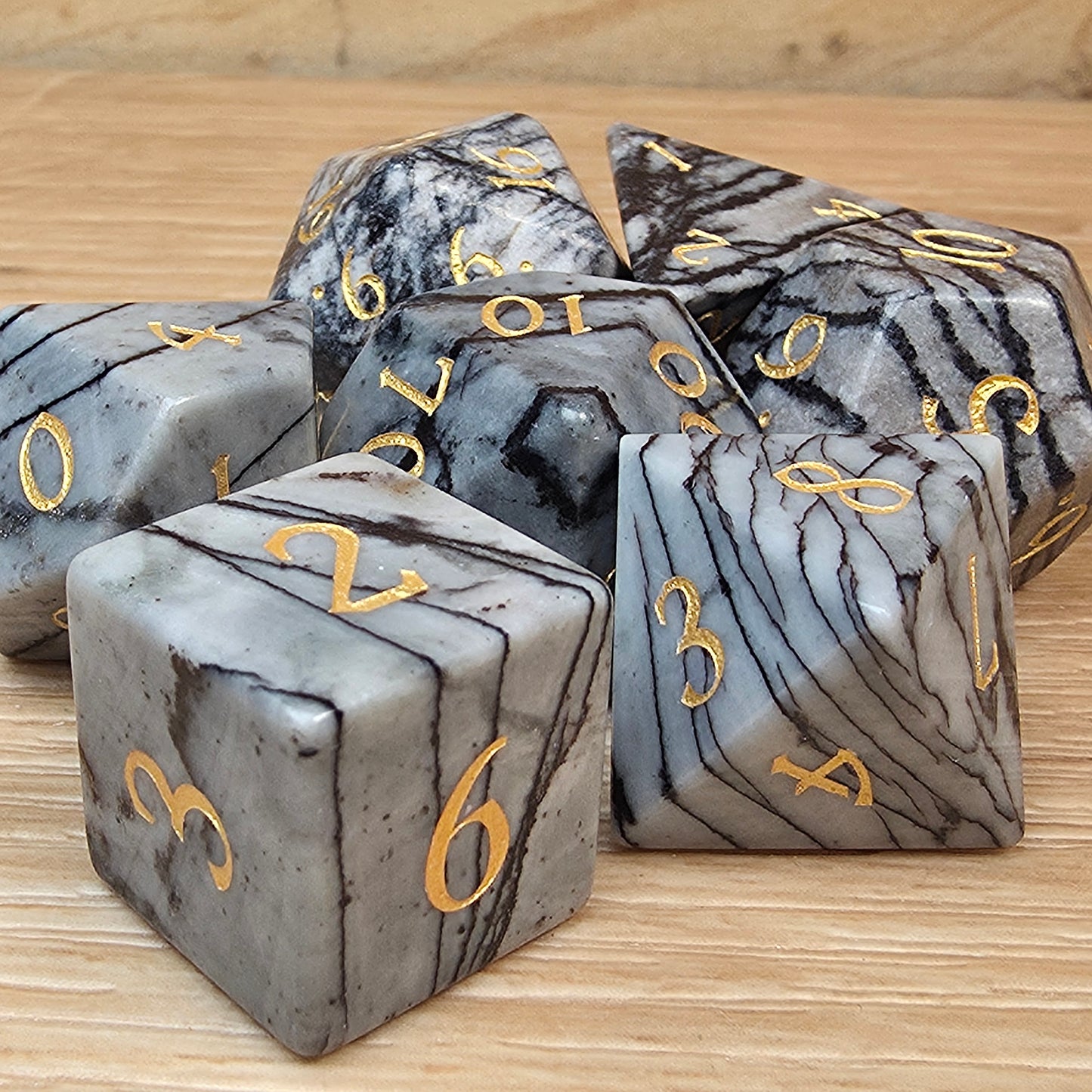 Black Network Jasper Dungeons & Dragons Polyhedral Set