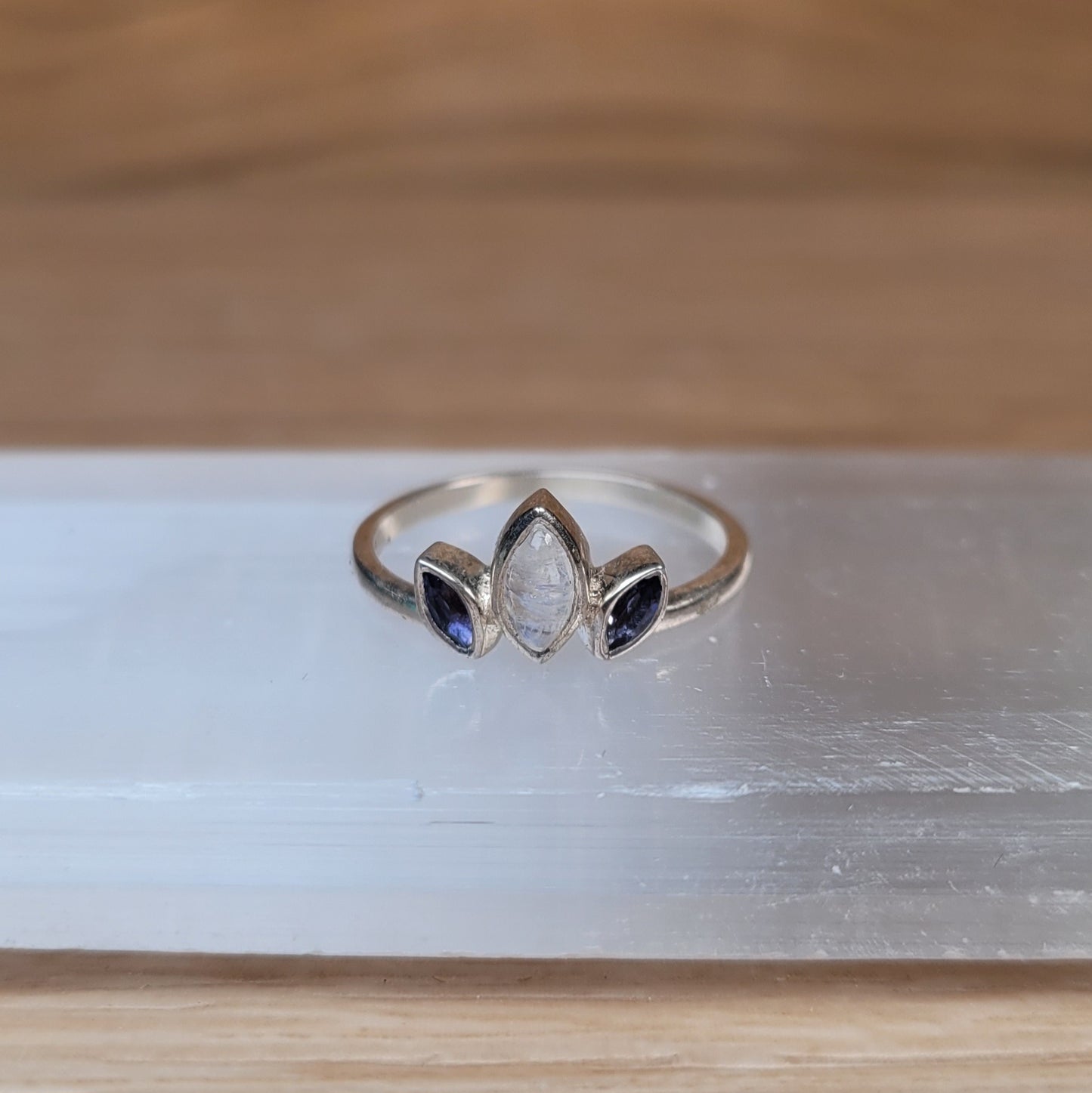 Moonstone & Tanzanite Sterling Silver Ring - Size 6