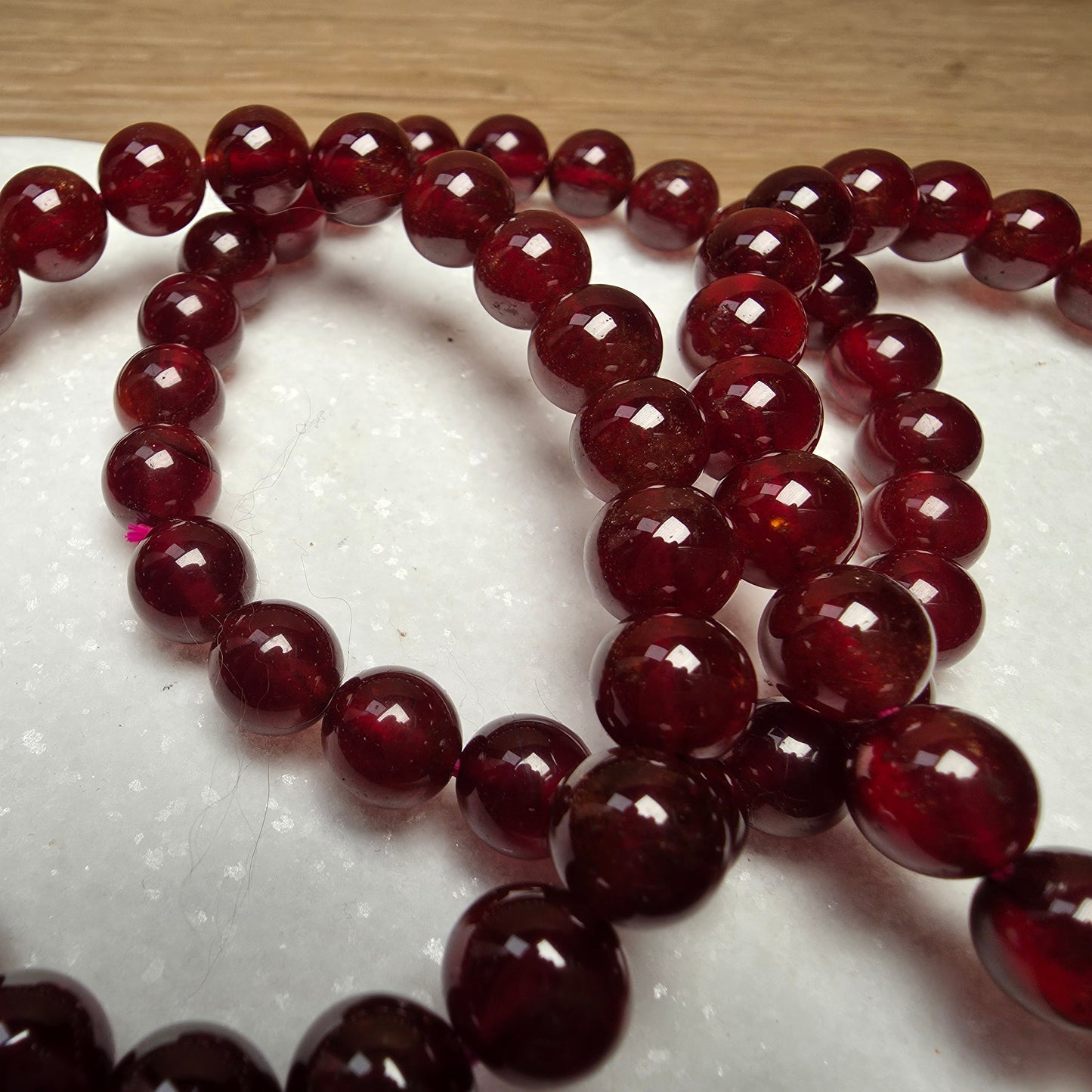 Natural Garnet Bracelet – 8mm to 8.5mm Deep Red Gemstone Beads