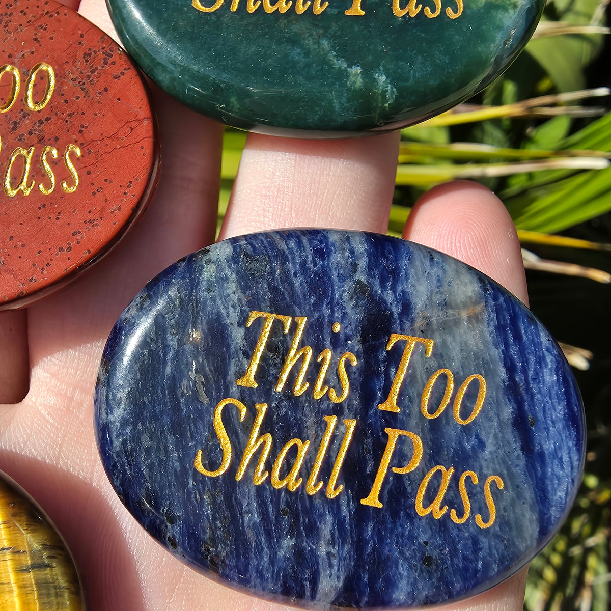 "This Too Shall Pass" Engraved Crystal Palm Stone