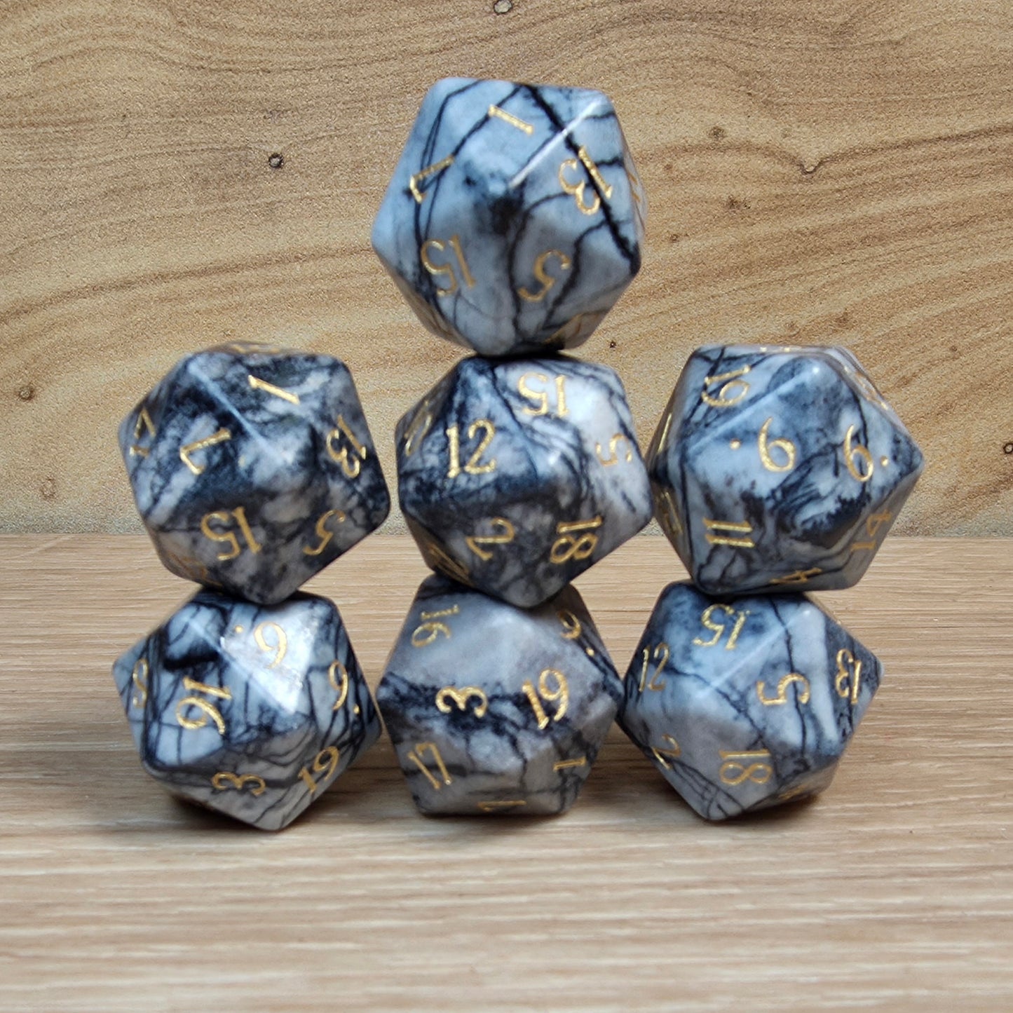 Black Network Jasper Dungeons & Dragons Polyhedral D20 Dice