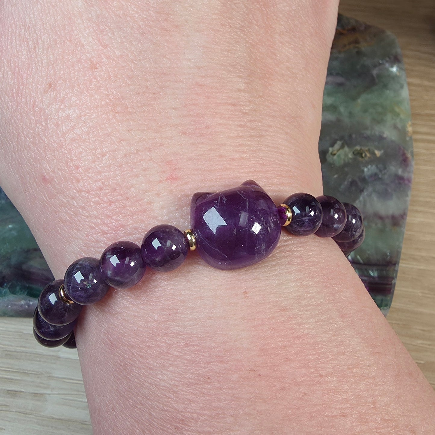 Amethyst Cat Bracelet - 8mm to 8.5mm