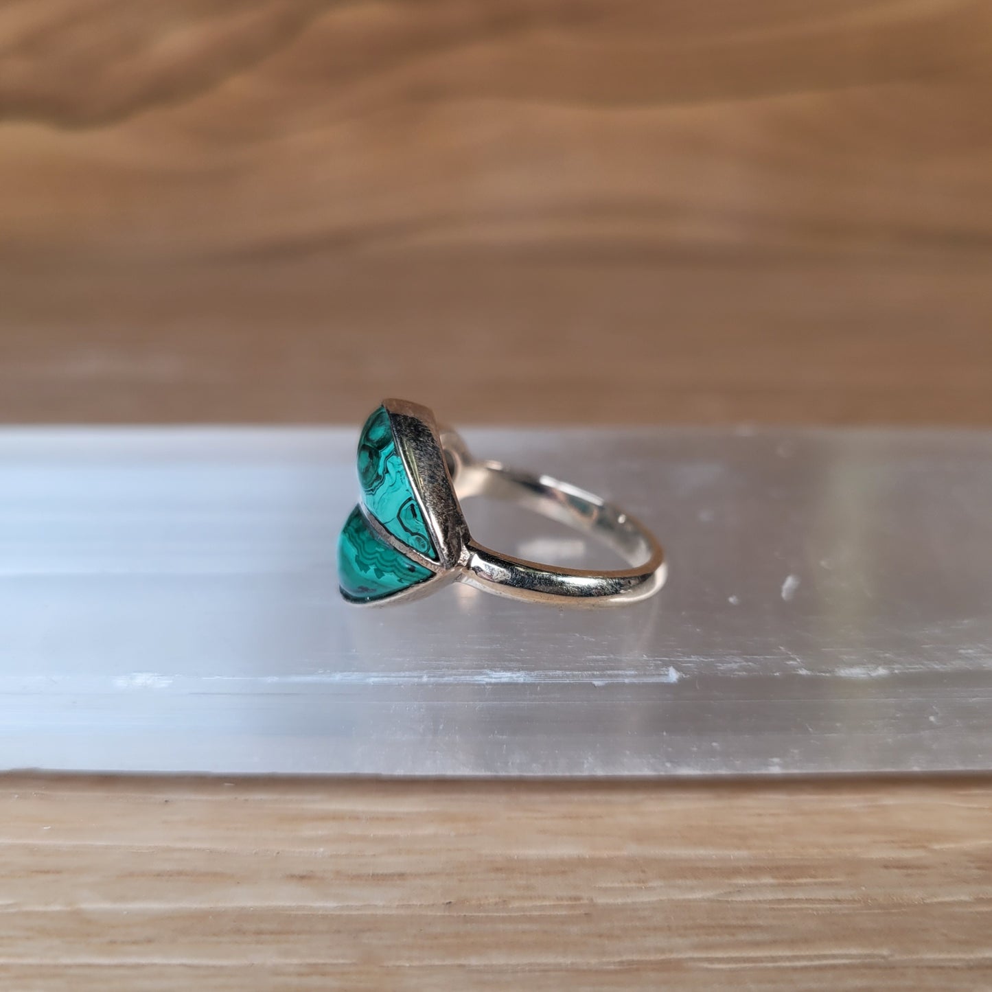 Malachite & Prasiolite Sterling Silver Ring - Size 6
