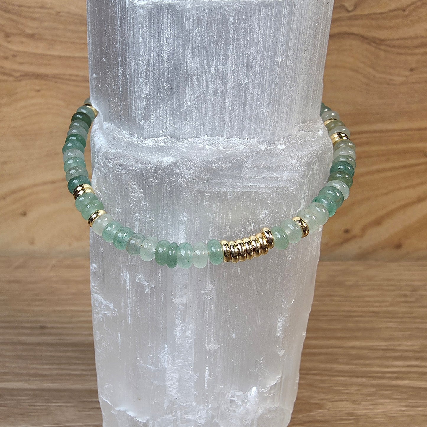 Green Aventurine Stainless Steel Bracelet - Adjustable