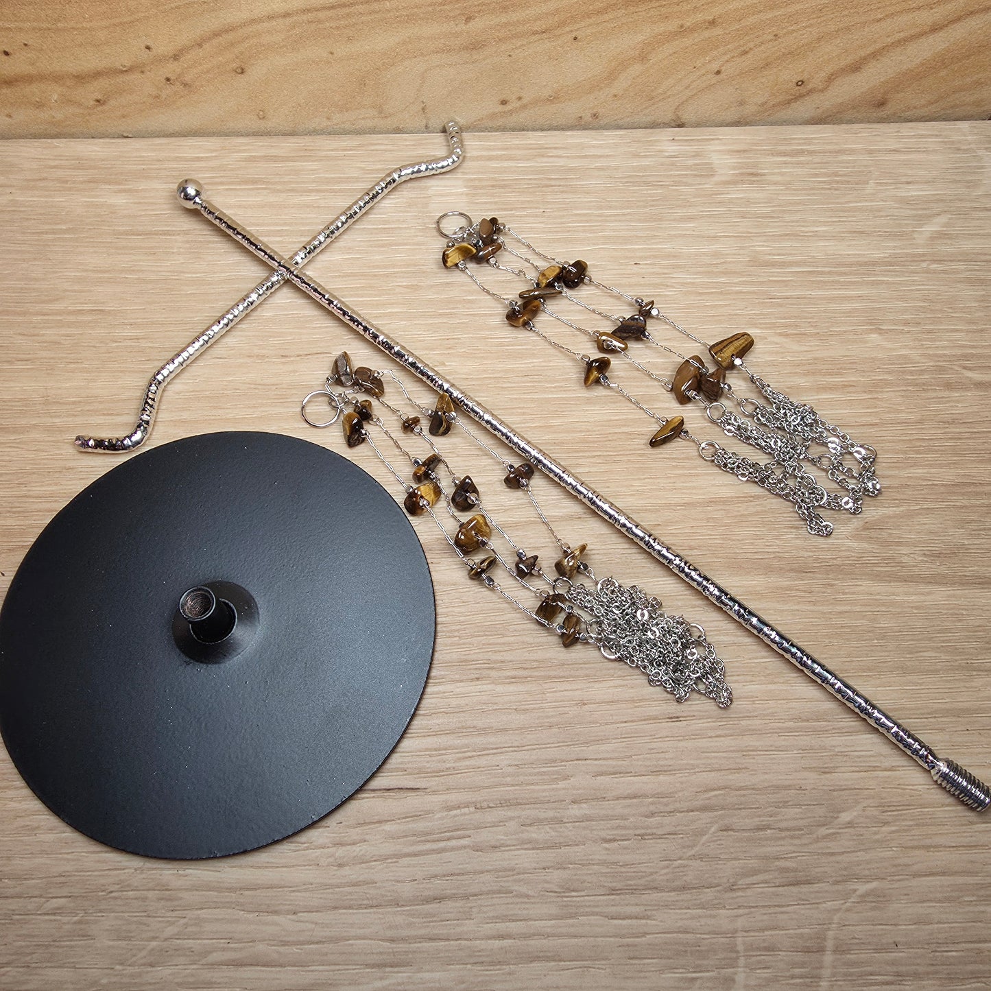 Double Hanging Sphere Holder | Tiger Eye