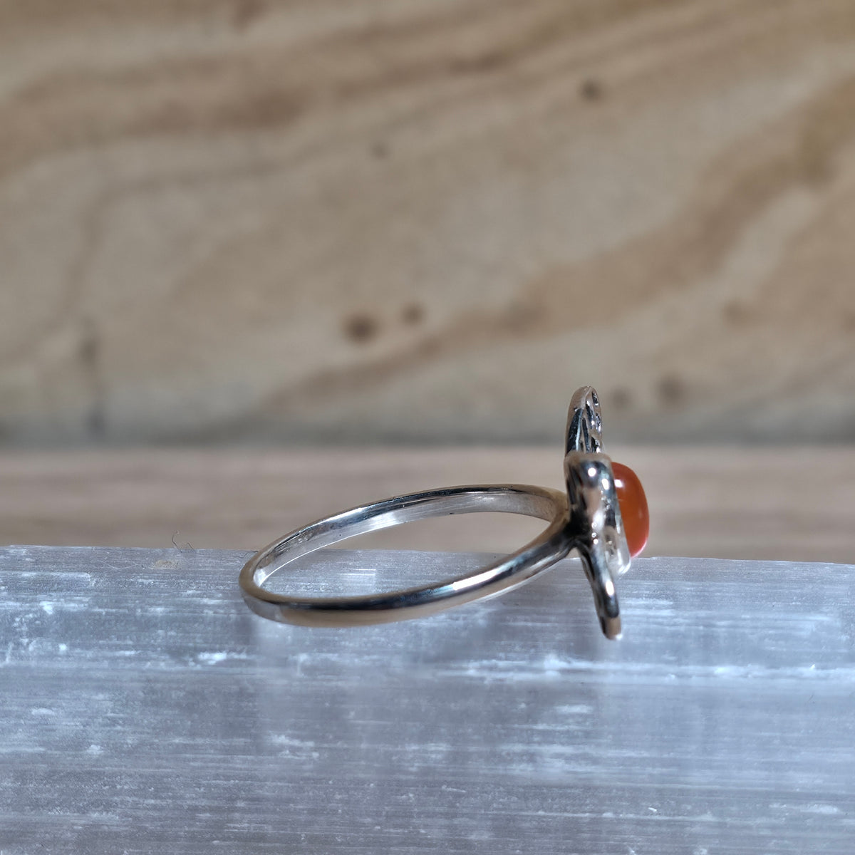 Carnelian Butterfly Sterling Silver Ring - Size 6