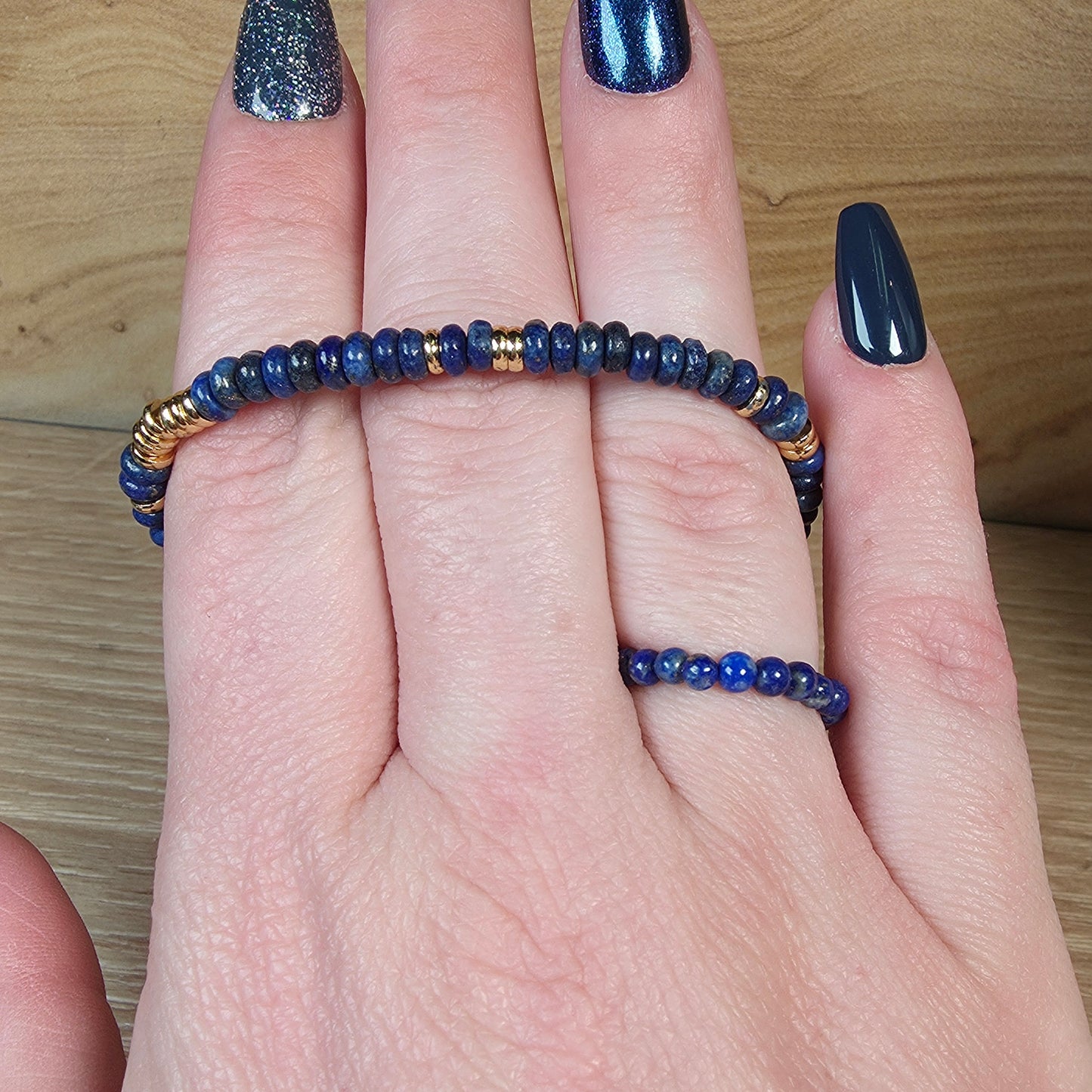 Lapis Lazuli Stainless Steel Bracelet - Adjustable