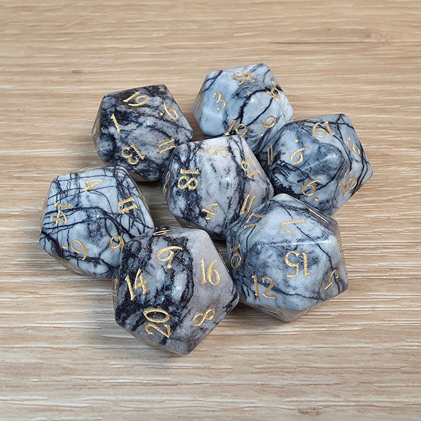 Black Network Jasper Dungeons & Dragons Polyhedral D20 Dice