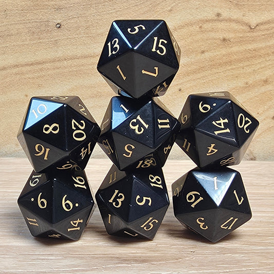 Obsidian Dungeons & Dragons Polyhedral D20 Dice