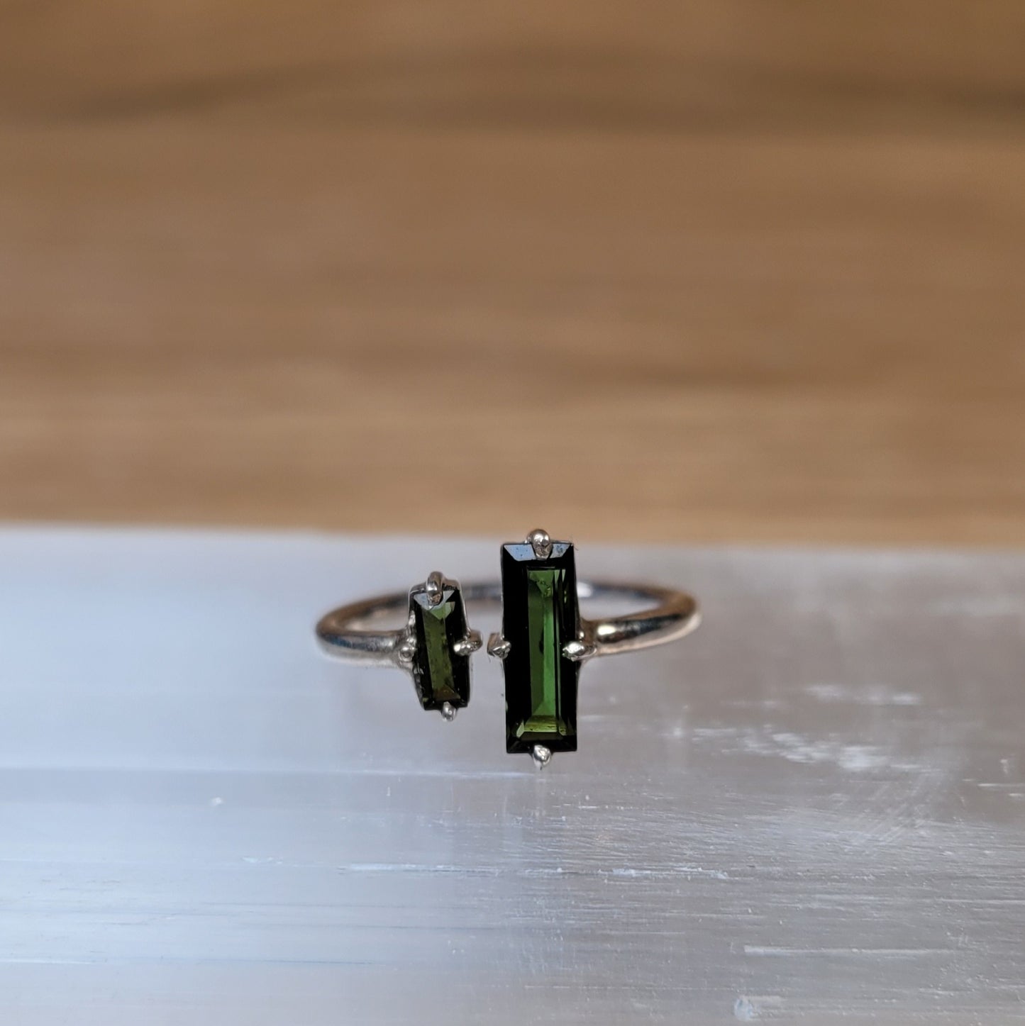 Green Tourmaline Sterling Silver Ring - Size 4