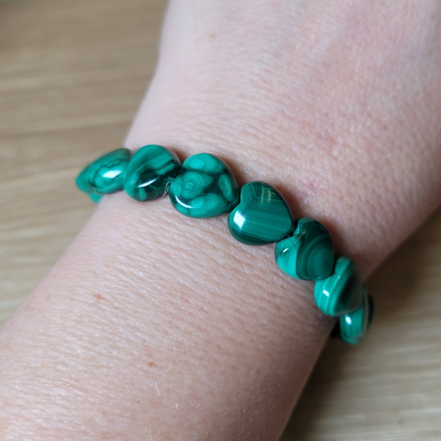 Malachite Heart Bracelet - 10mm to 11mm