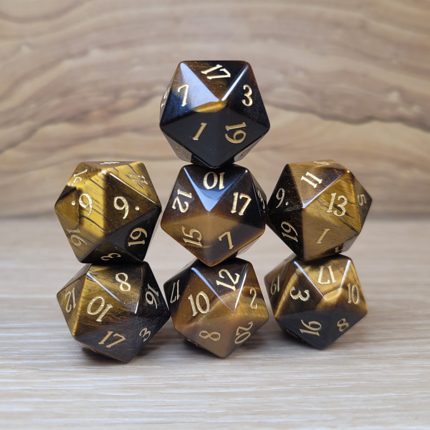 Tiger Eye Dungeons & Dragons Polyhedral D20 Dice