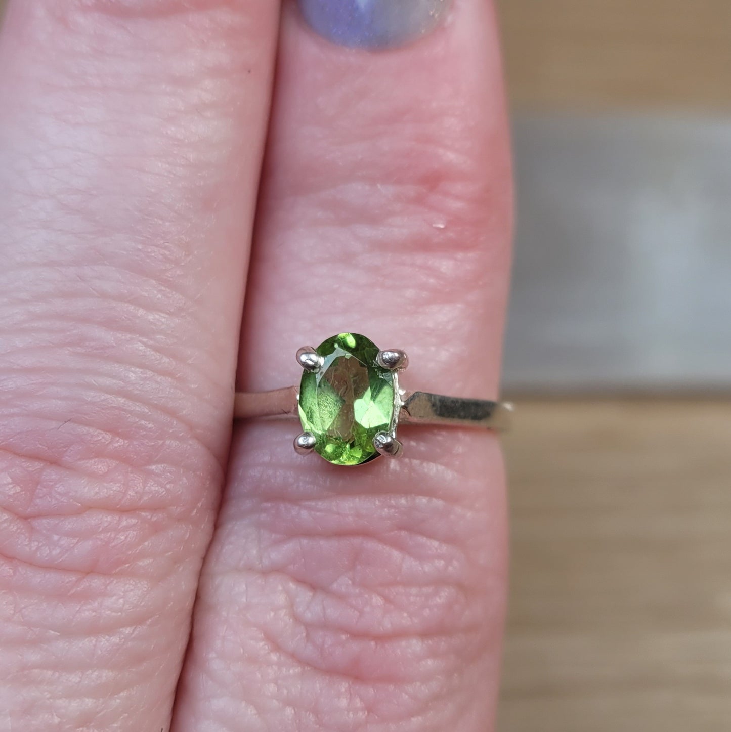 Peridot Sterling Silver Ring - Size 6