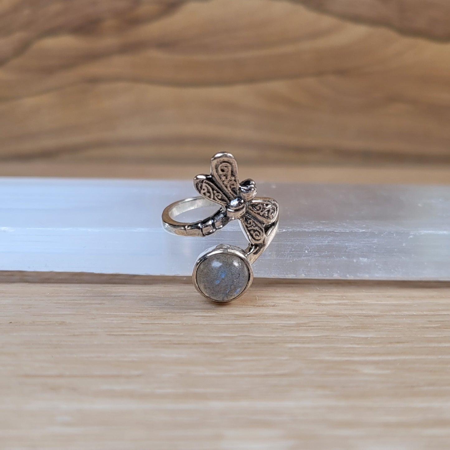 Labradorite Dragonfly Sterling Silver Ring - Size 6