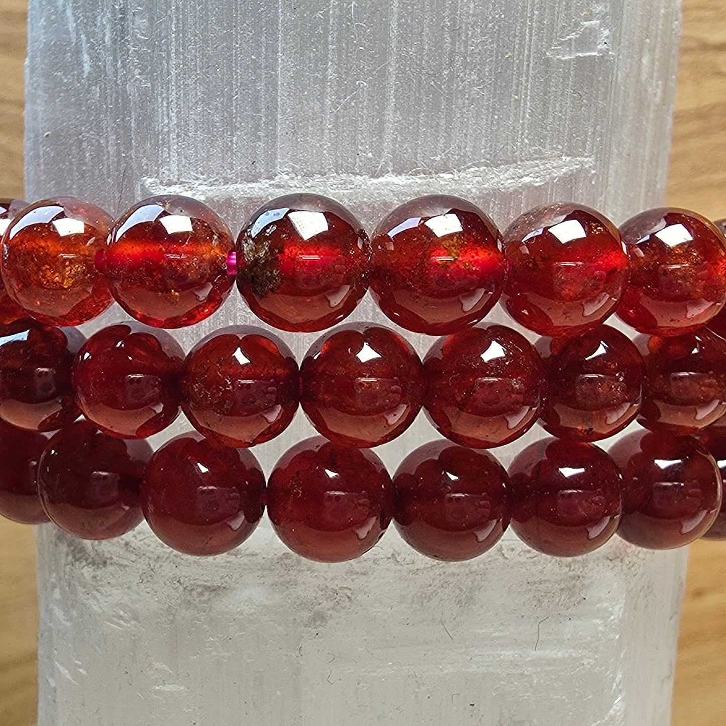 Natural Garnet Bracelet – 7mm to 7.5mm Deep Red Gemstone Beads