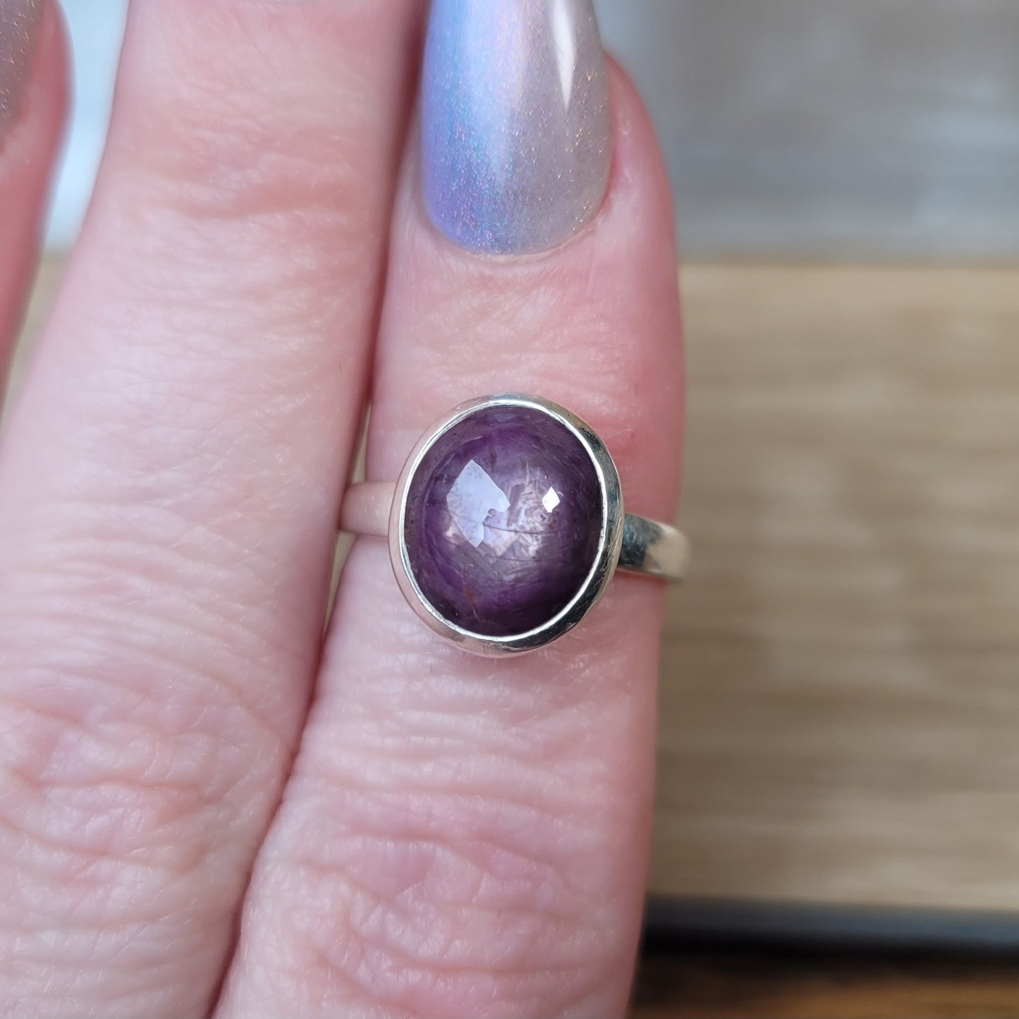 Star Ruby Sterling Silver Ring - Size 5