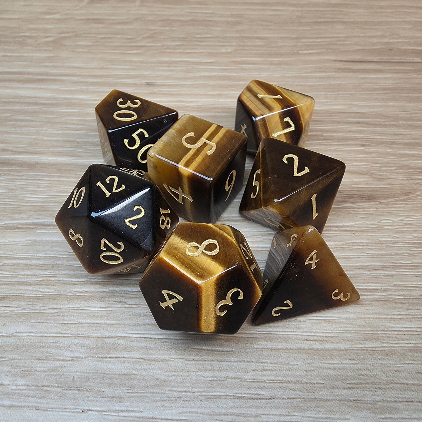 Tiger Eye Dungeons & Dragons Polyhedral Set