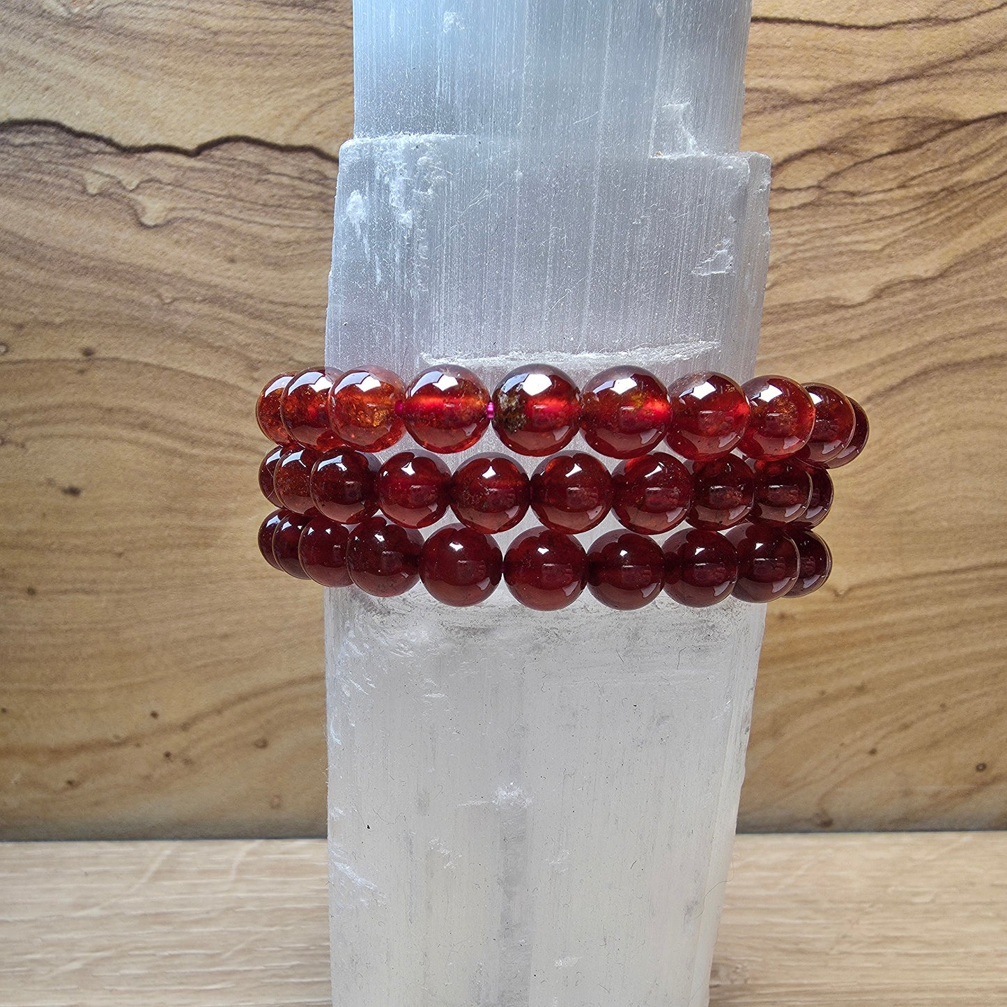 Natural Garnet Bracelet – 7mm to 7.5mm Deep Red Gemstone Beads