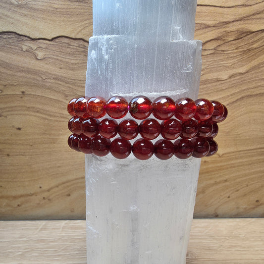 Natural Garnet Bracelet – 7mm to 7.5mm Deep Red Gemstone Beads