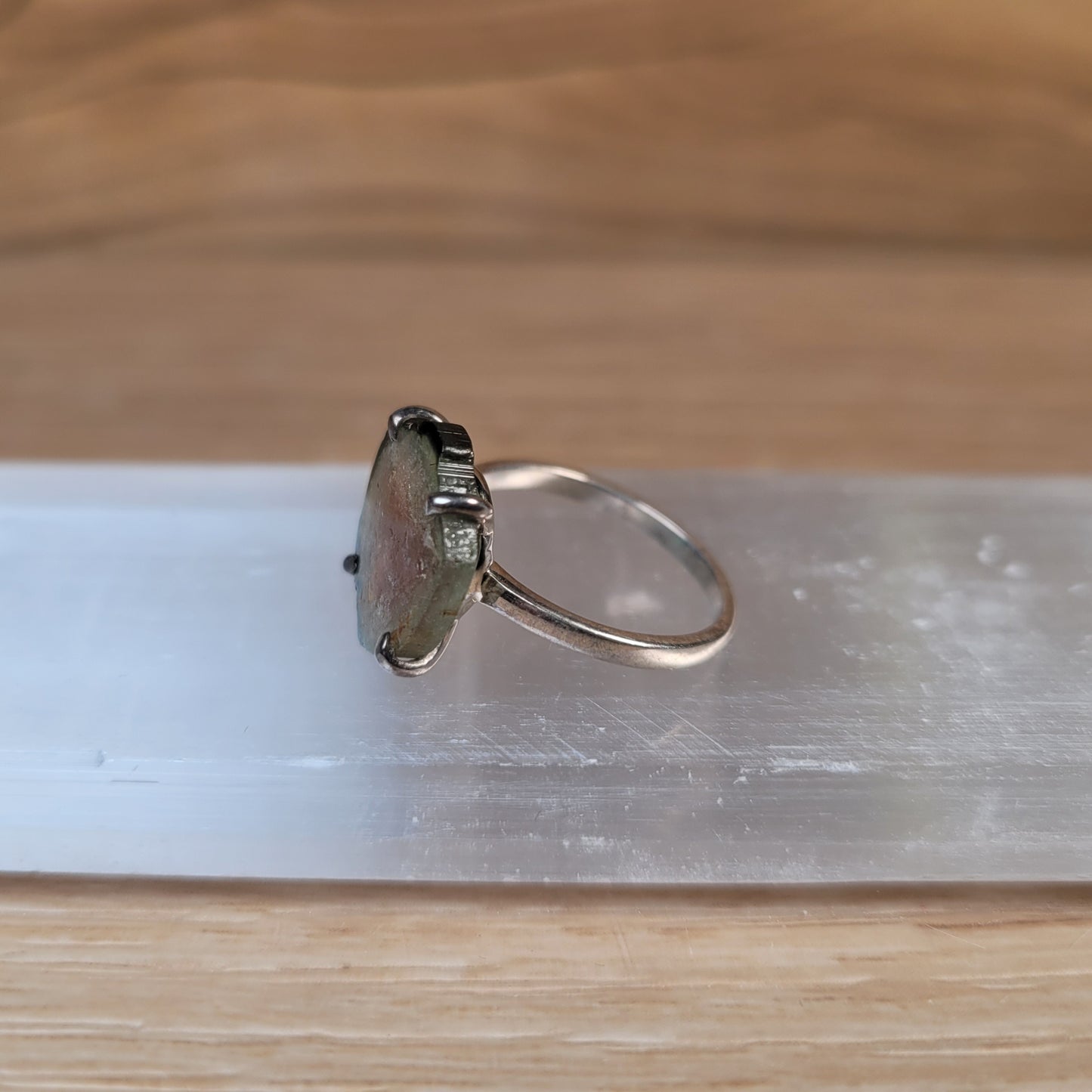 Watermelon Tourmaline Sterling Silver Ring - Size 6