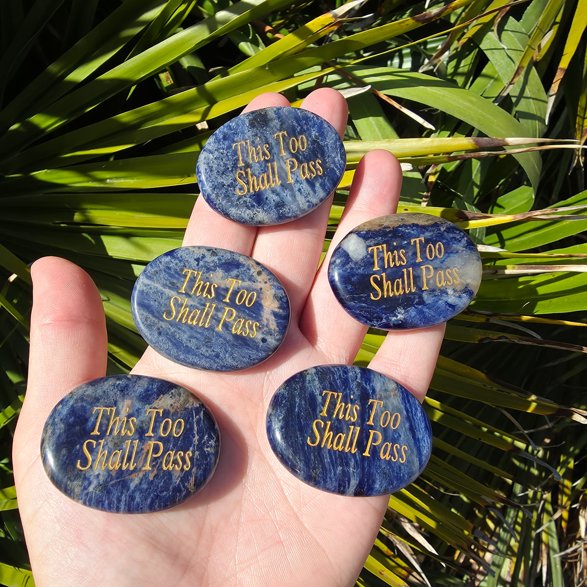 "This Too Shall Pass" Engraved Crystal Palm Stone