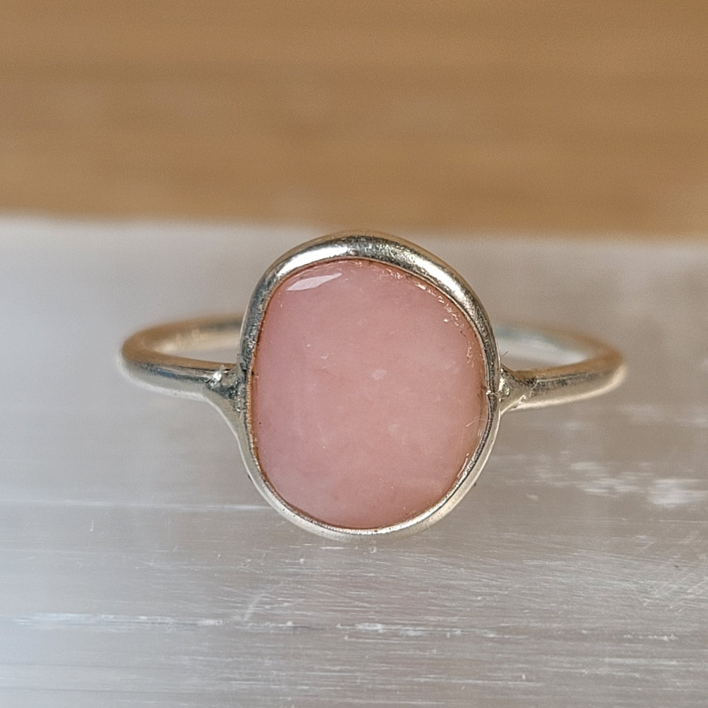 Pink Opal Sterling Silver Ring - Size 5
