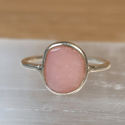 Pink Opal Sterling Silver Ring - Size 5