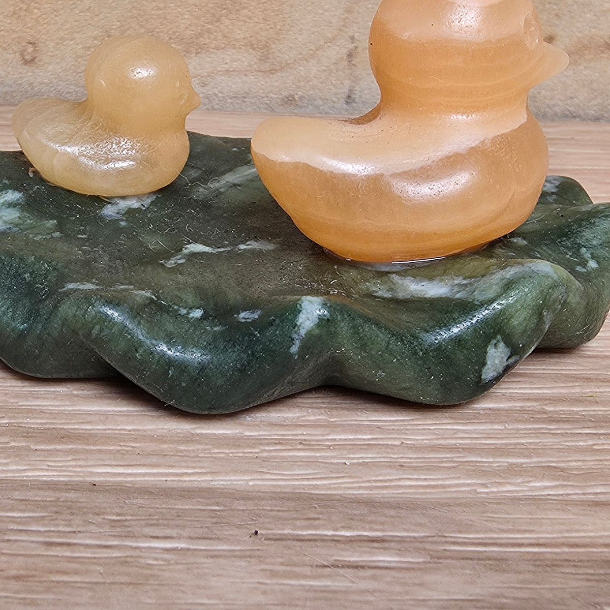 Ducks on a Lily Pad | Serpentine & Calcite