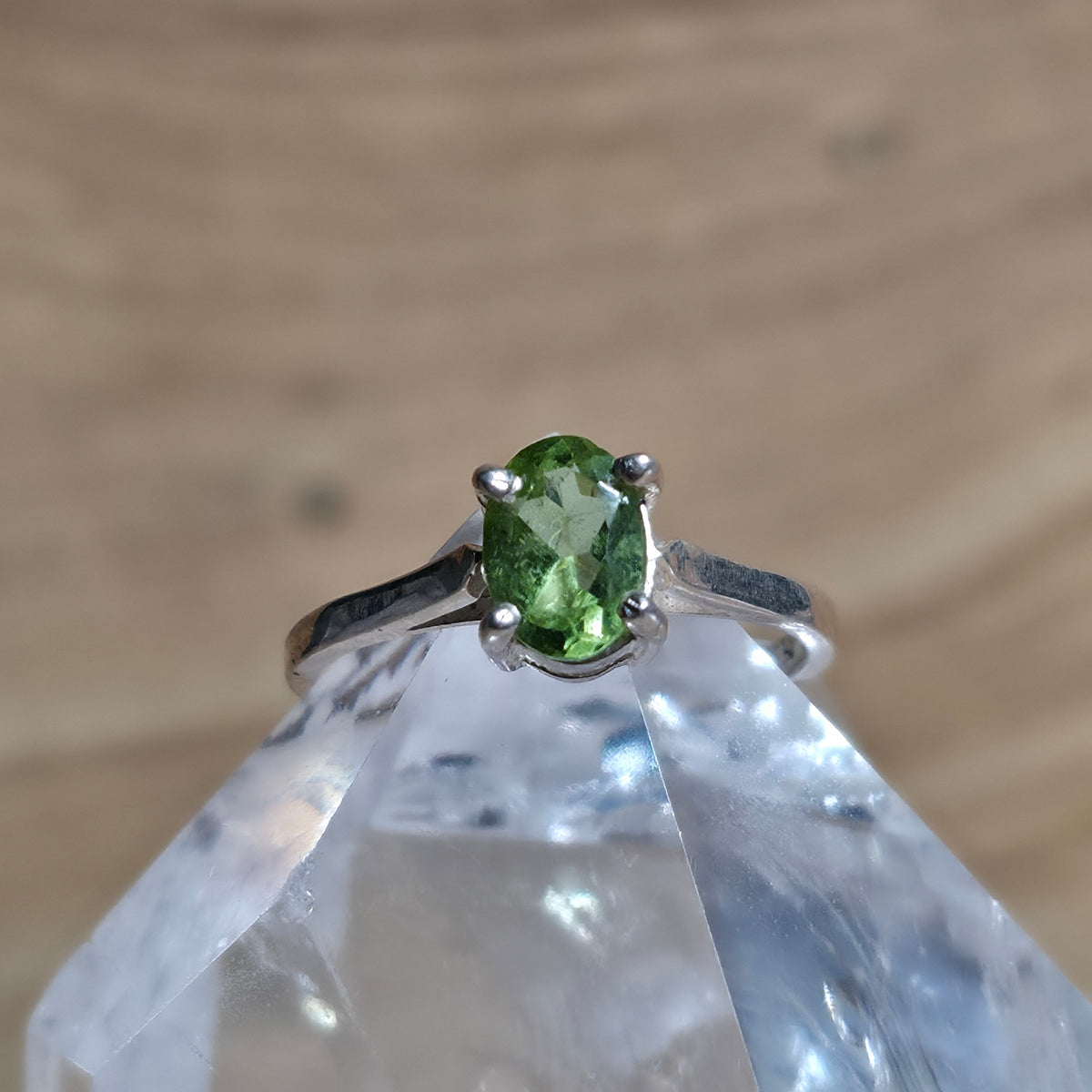 Peridot Sterling Silver Ring - Size 6