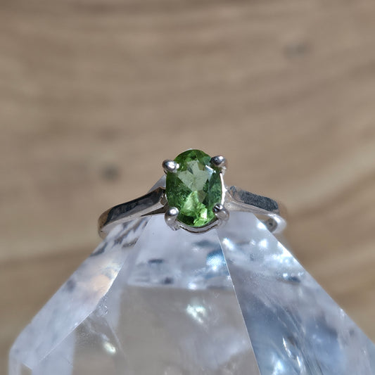 Peridot Sterling Silver Ring - Size 6