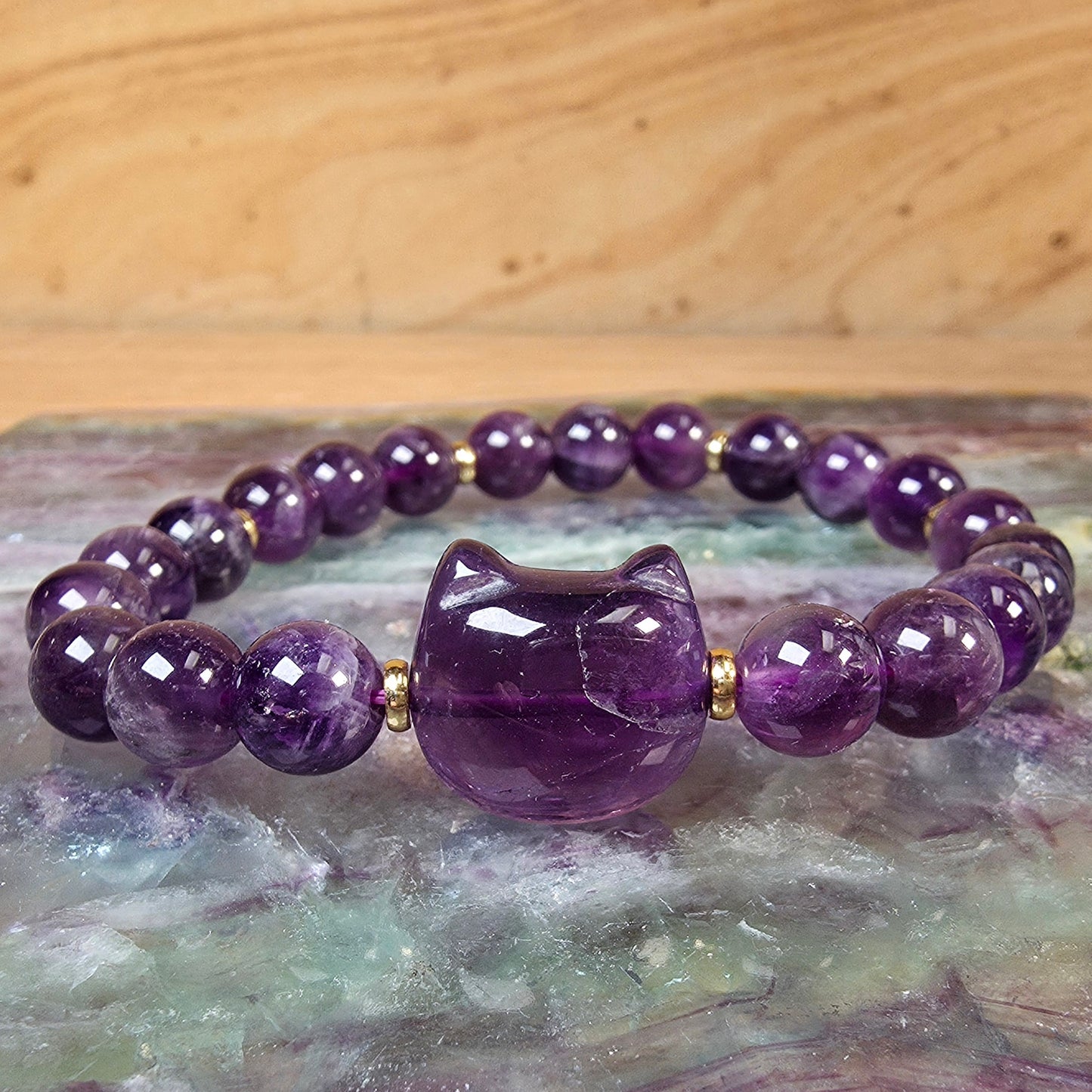 Amethyst Cat Bracelet - 8mm to 8.5mm