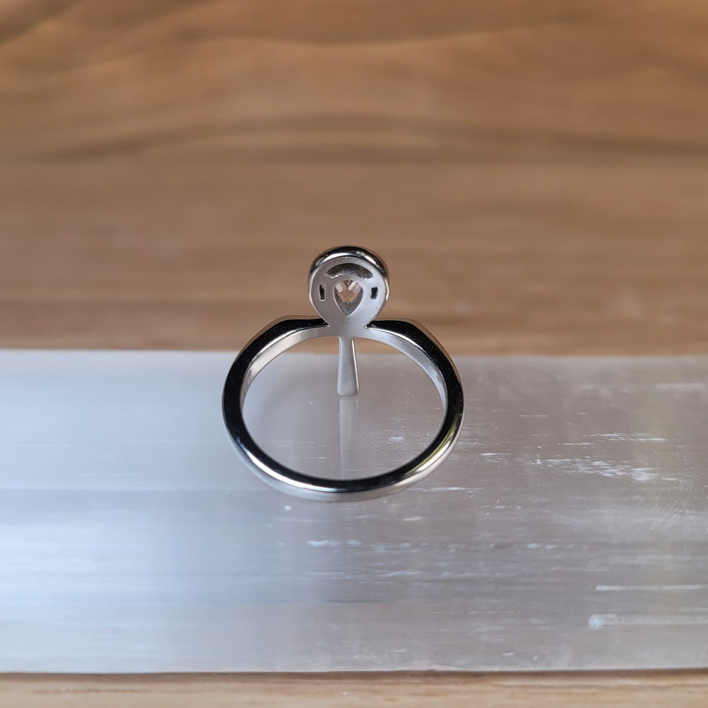 Morganite Ankh Sterling Silver Ring - Size 5