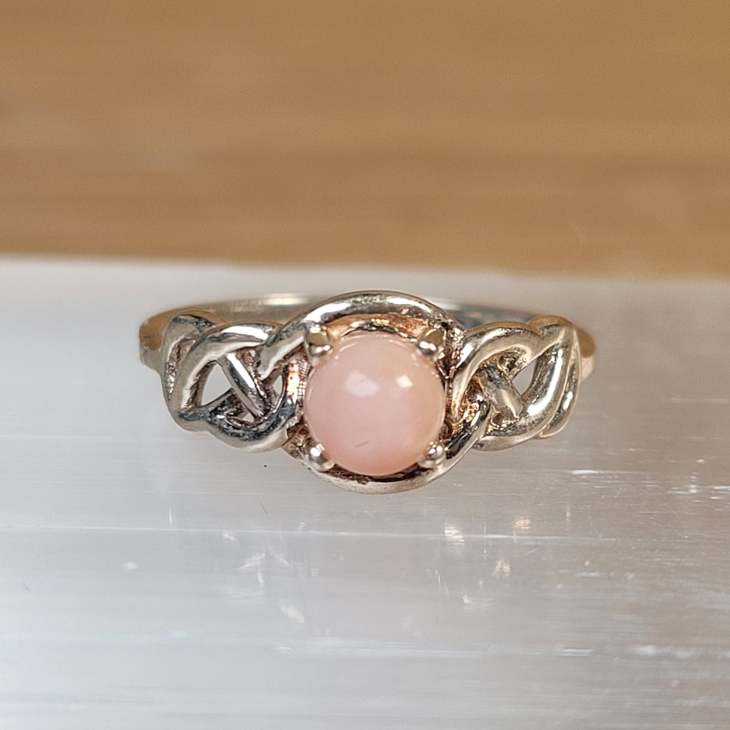 Pink Opal Sterling Silver Ring - Size 5