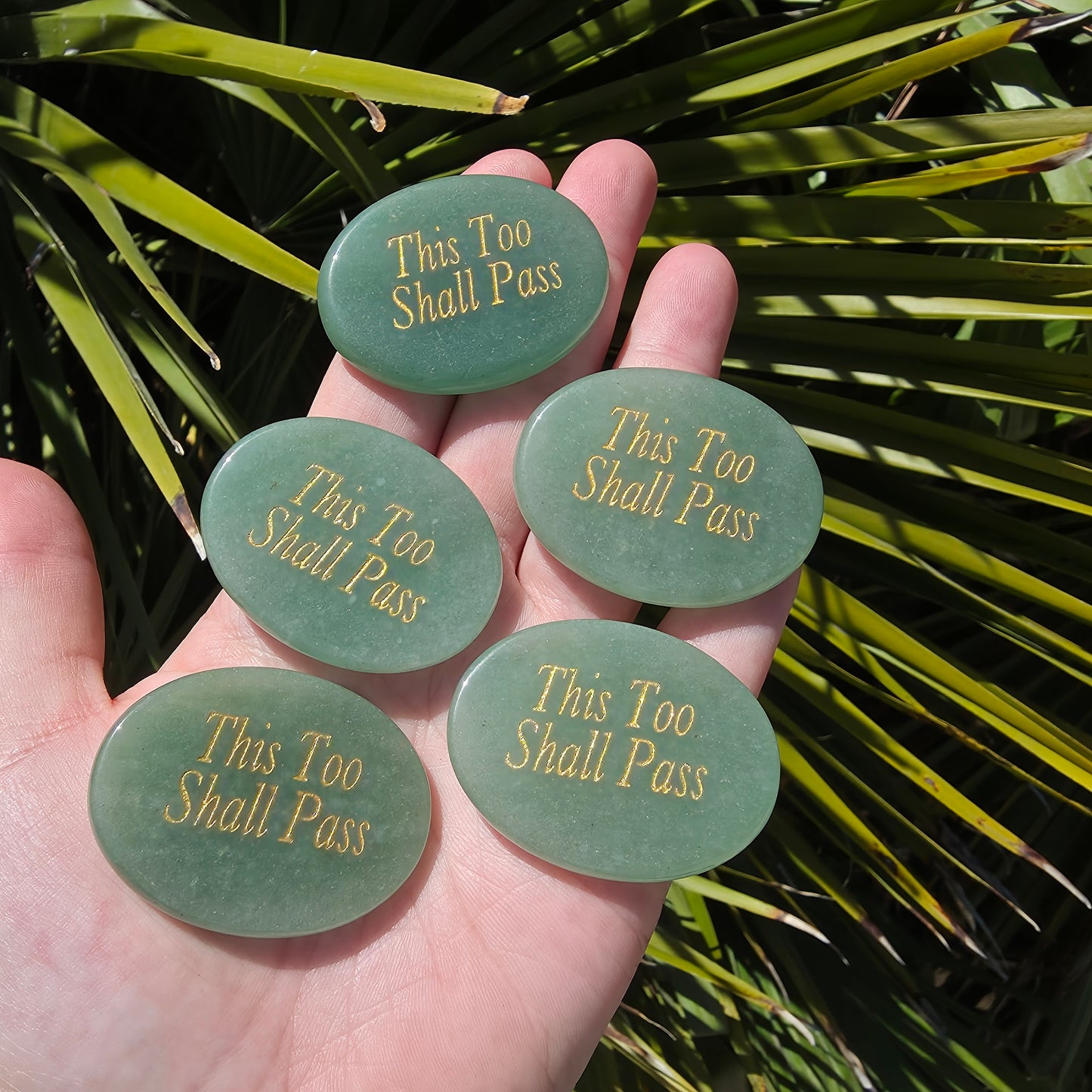 "This Too Shall Pass" Engraved Crystal Palm Stone