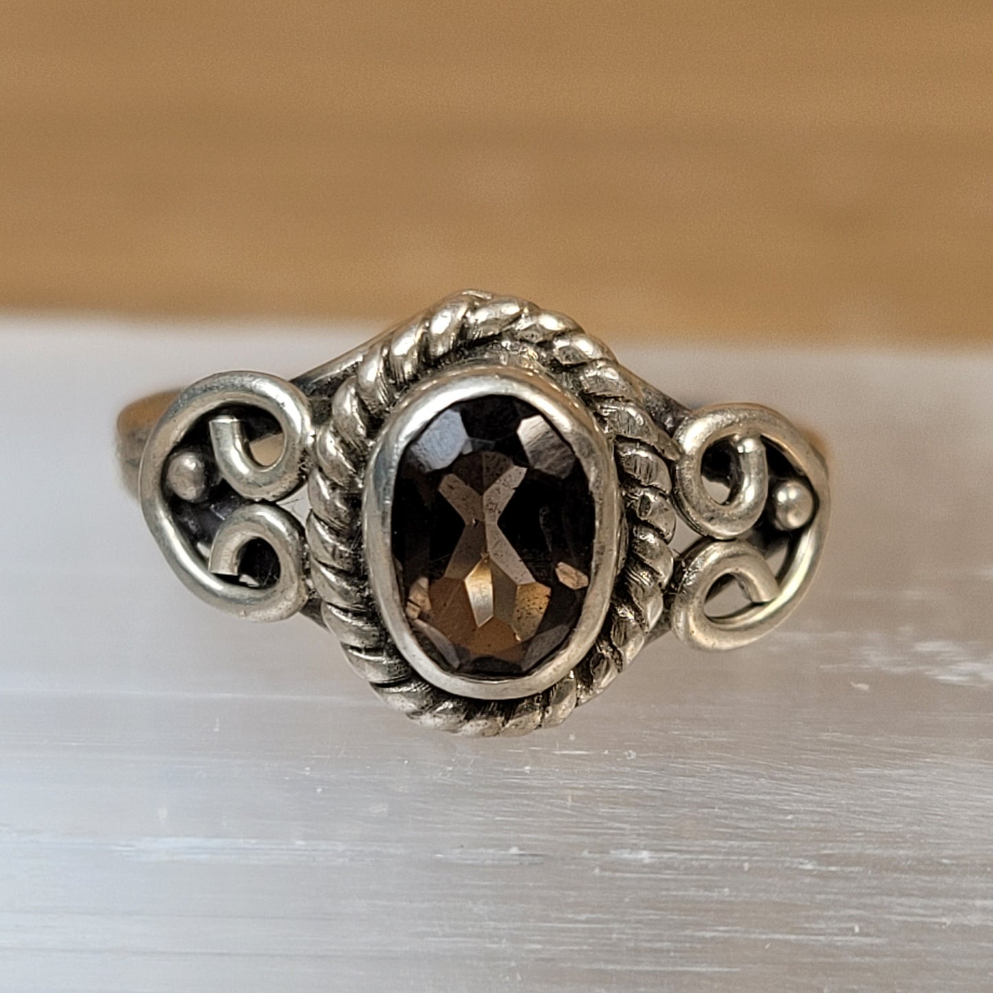 Smoky Quartz Sterling Silver Ring - Size 5