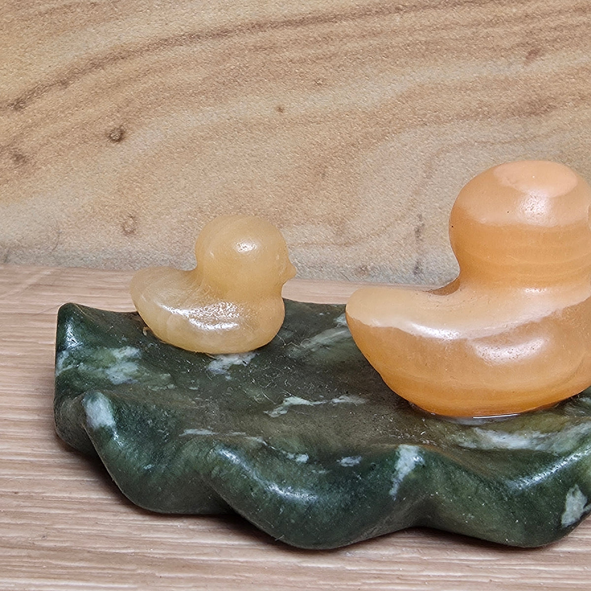 Ducks on a Lily Pad | Serpentine & Calcite