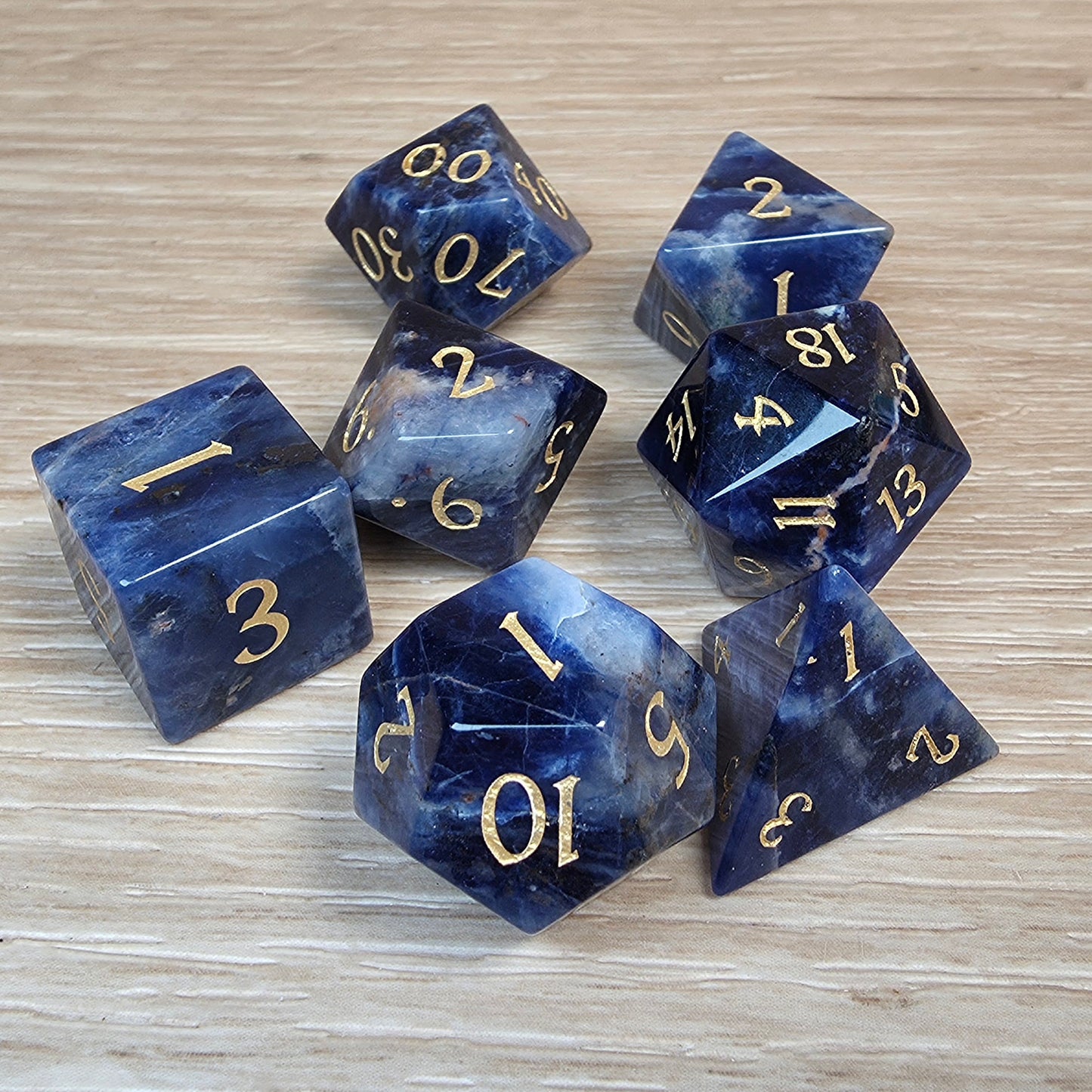 Sodalite Dungeons & Dragons Polyhedral Set