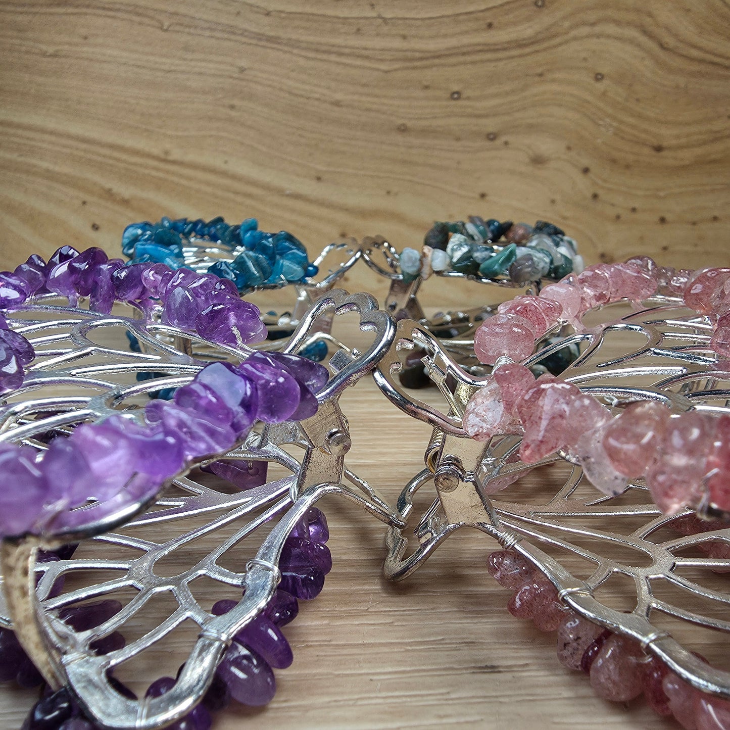 Crystal Butterfly Hair Claw Clip | Genuine Gemstone Hair Accessory