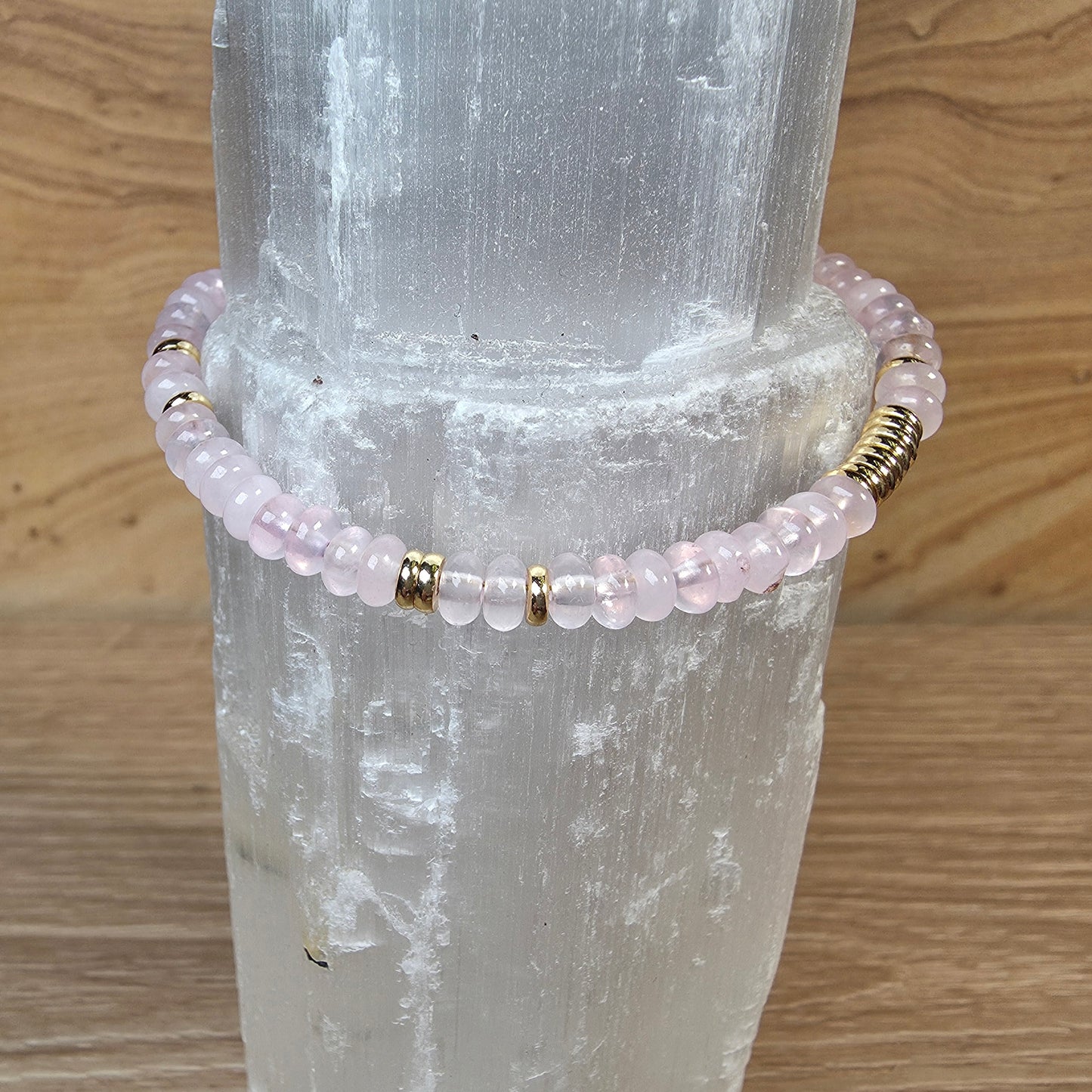 Rose Quartz Stainless Steel Bracelet - Adjustable