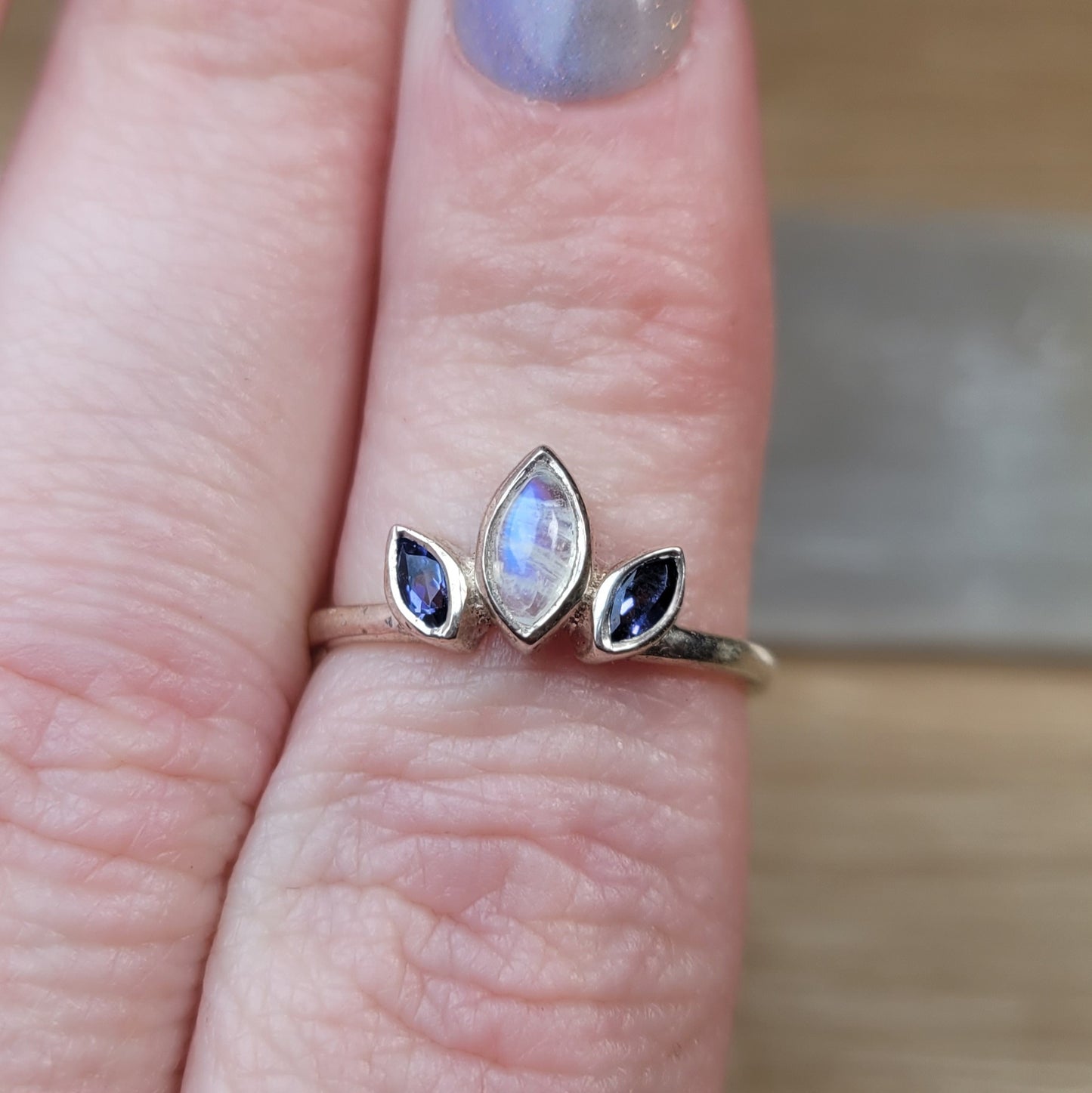 Moonstone & Tanzanite Sterling Silver Ring - Size 6