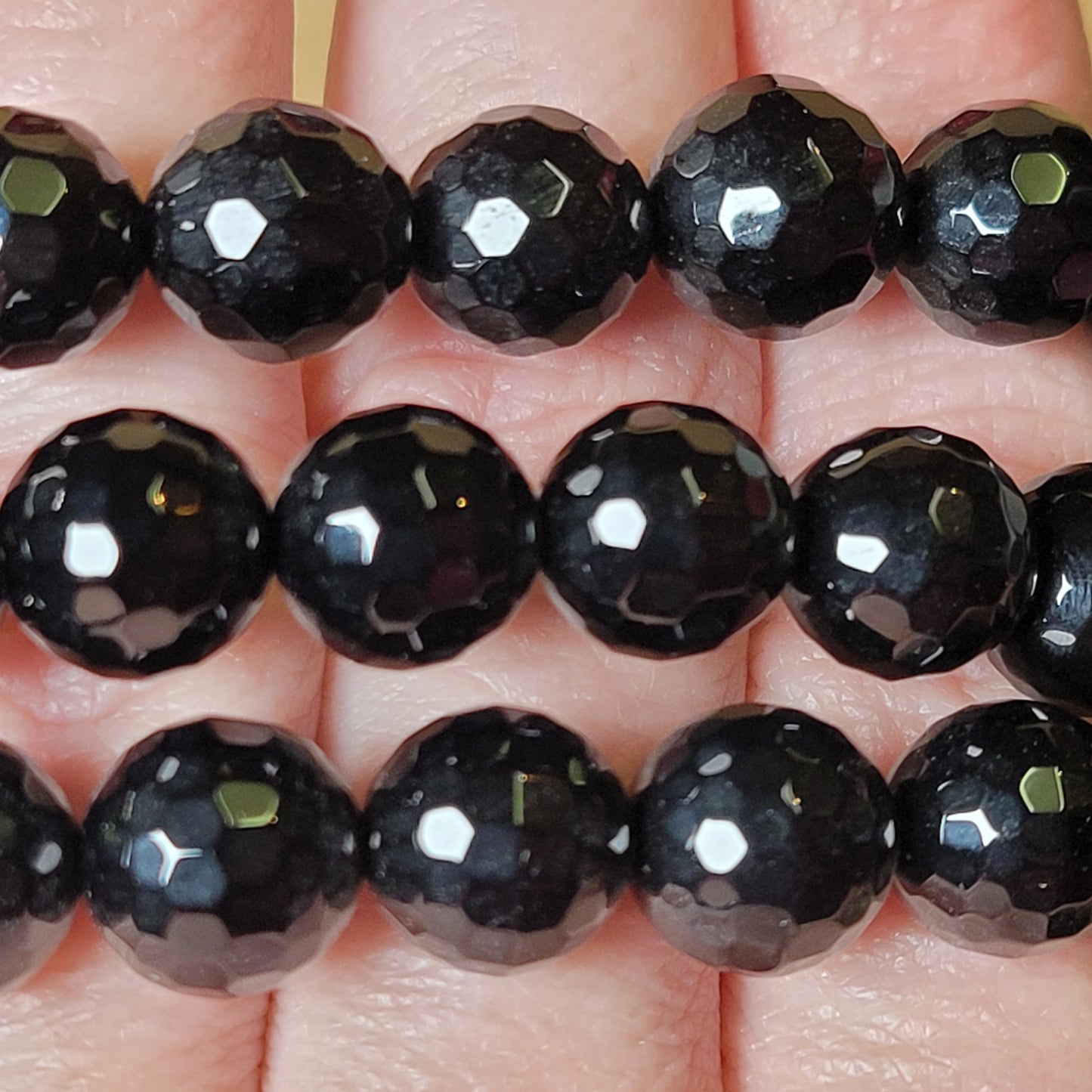Black Tourmaline (Faceted) Bracelet - 9.5mm to 10mm